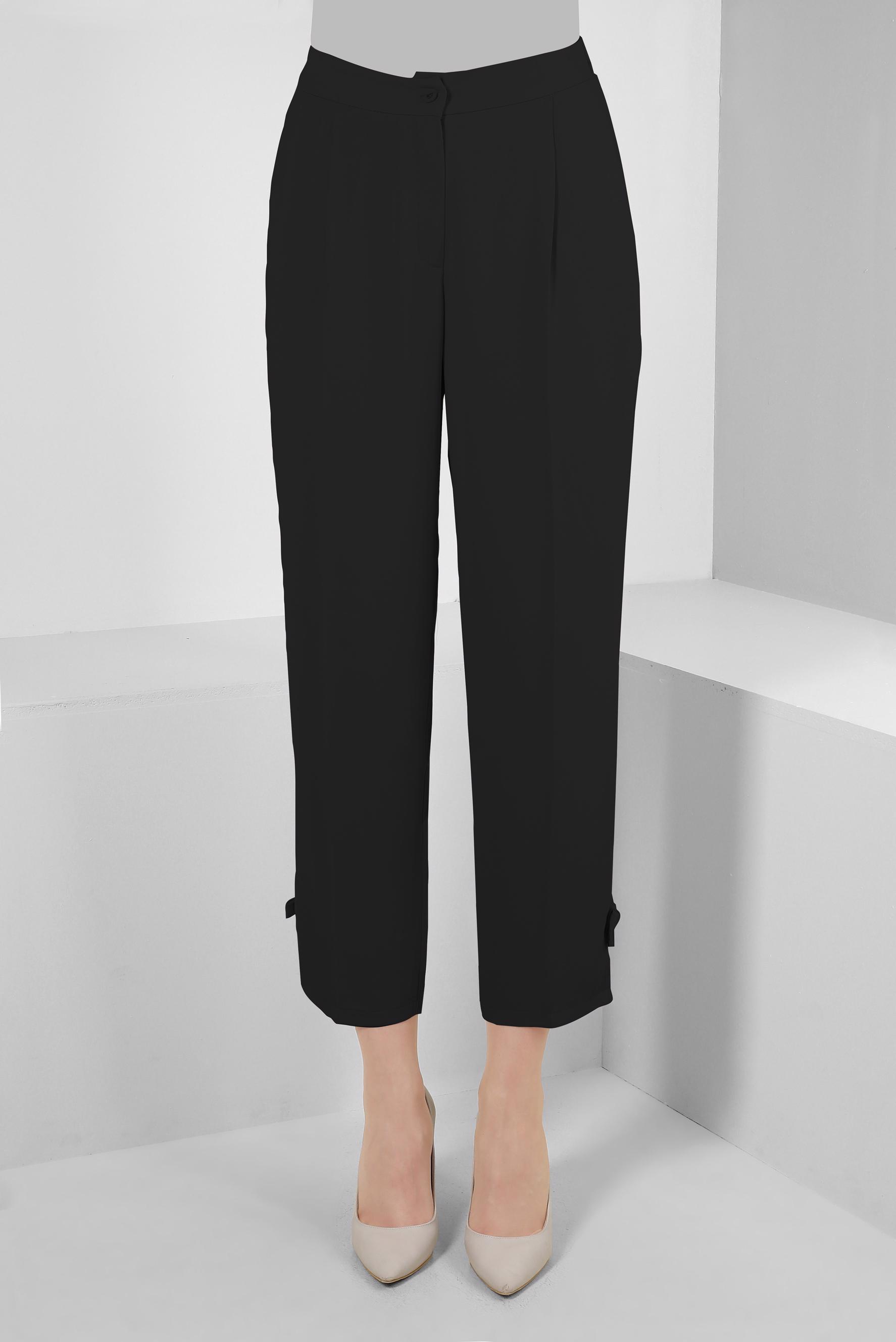 Tesettür giyim SİYAH FİYONK DETAYLI HAVUÇ KESİM PANTOLON 70519