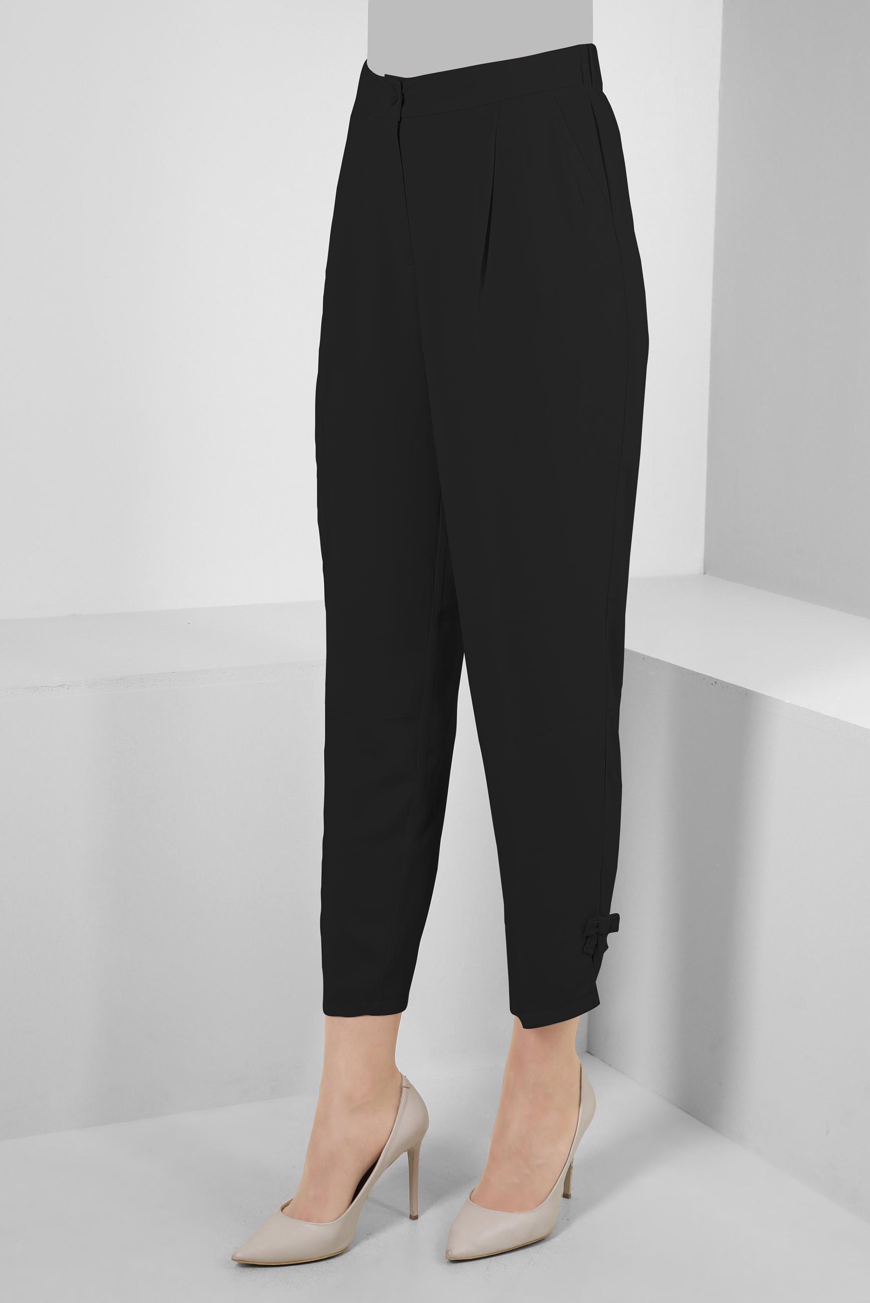 Tesettür giyim SİYAH FİYONK DETAYLI HAVUÇ KESİM PANTOLON 70519