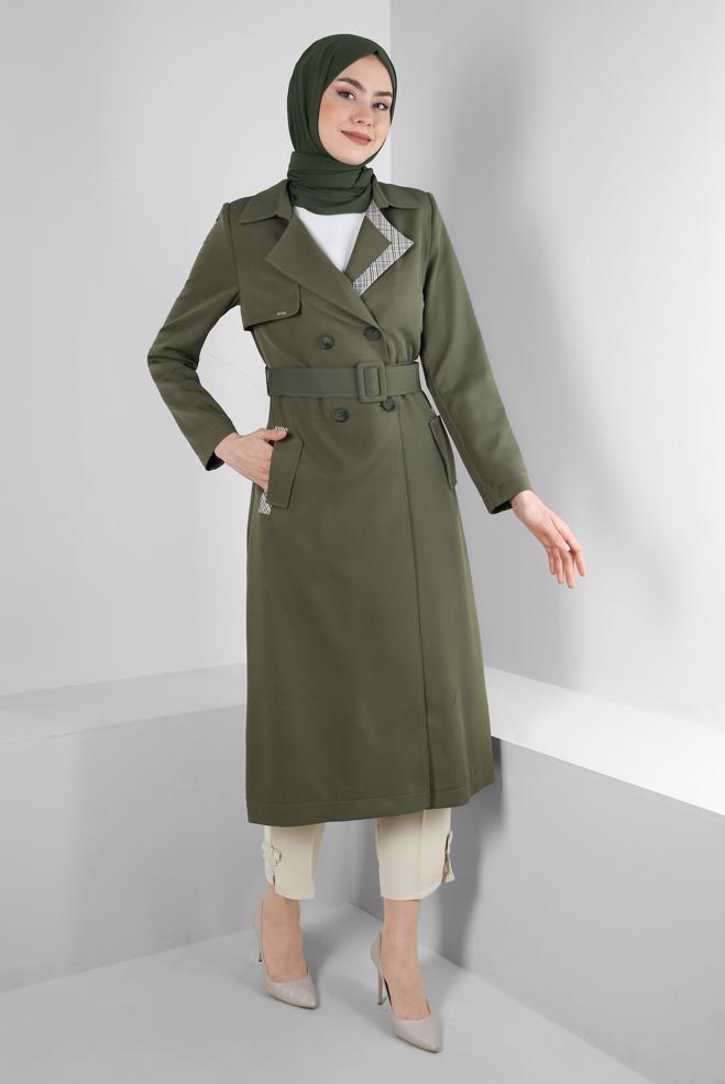 Tesettür giyim  FİYONK DETAYLI HAVUÇ KESİM PANTOLON 70519 - ALVİNA