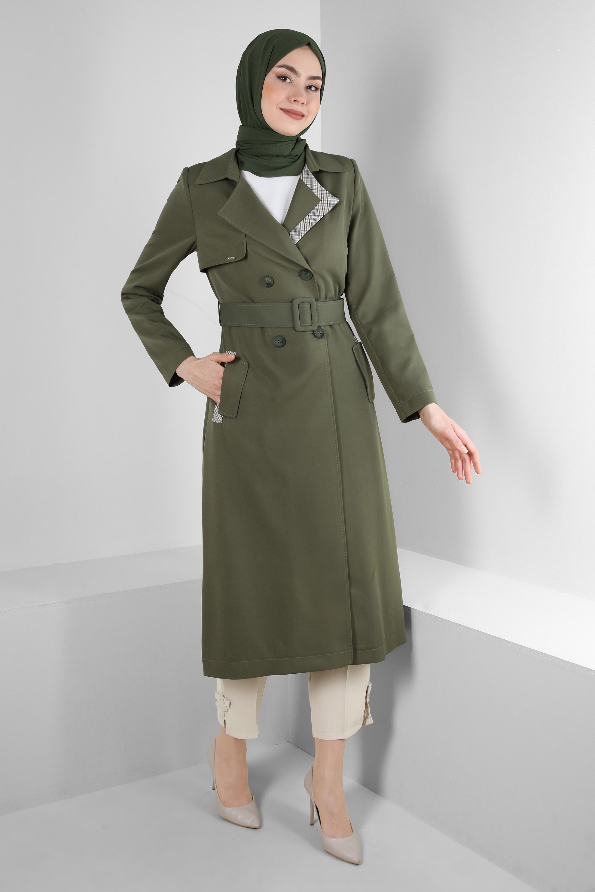 Tesettür giyim BEJ FİYONK DETAYLI HAVUÇ KESİM PANTOLON 70519