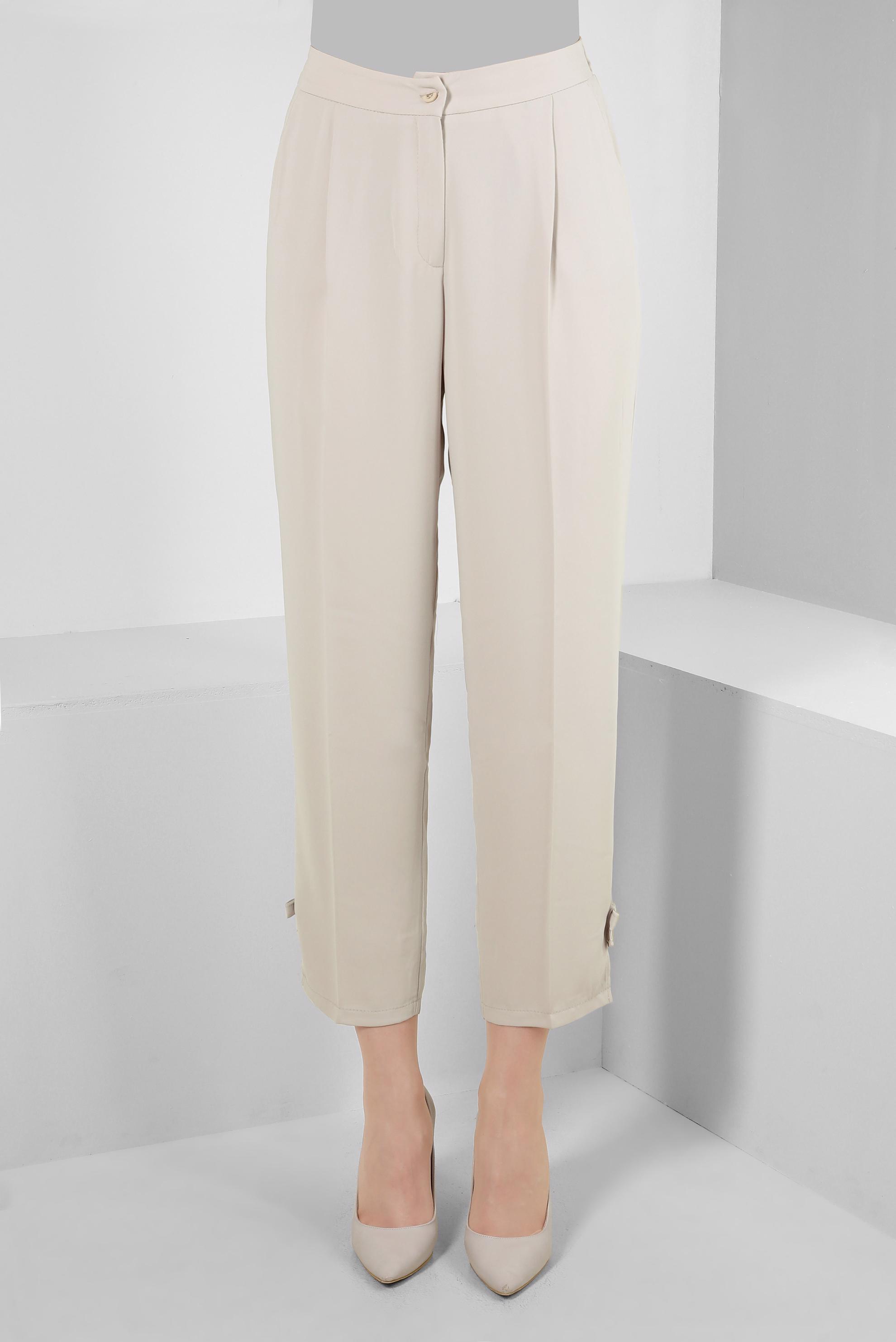 Tesettür giyim BEJ FİYONK DETAYLI HAVUÇ KESİM PANTOLON 70519