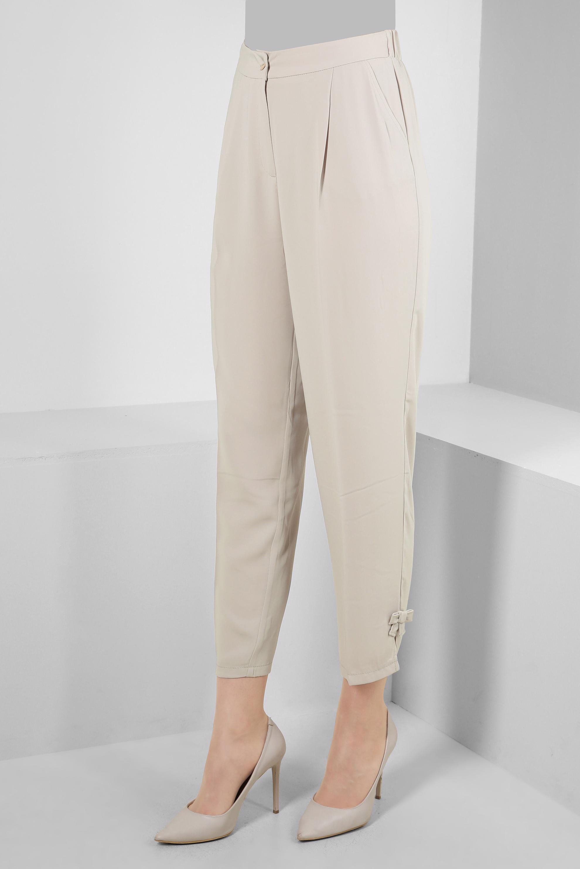 Tesettür giyim BEJ FİYONK DETAYLI HAVUÇ KESİM PANTOLON 70519