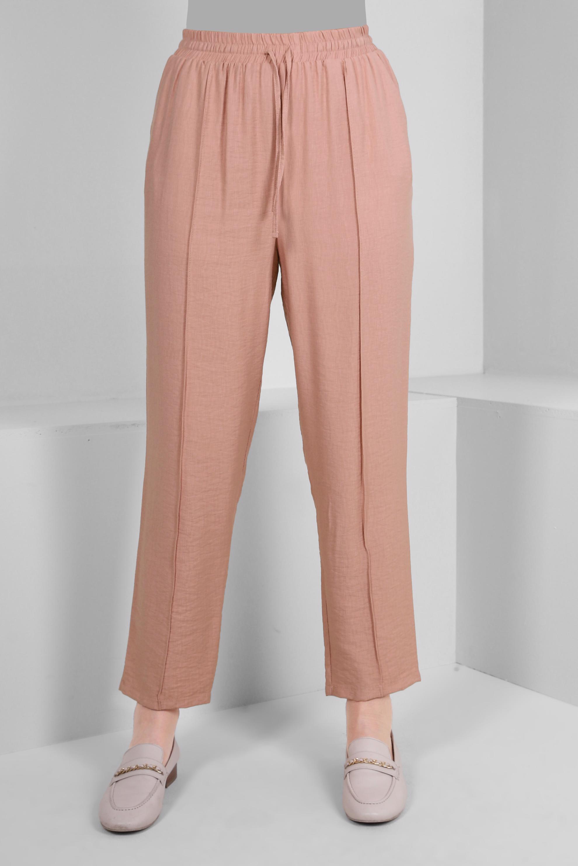 Tesettür giyim PUDRA BELİ LASTİKLİ DİKİŞ DETAYLI PANTOLON 70520