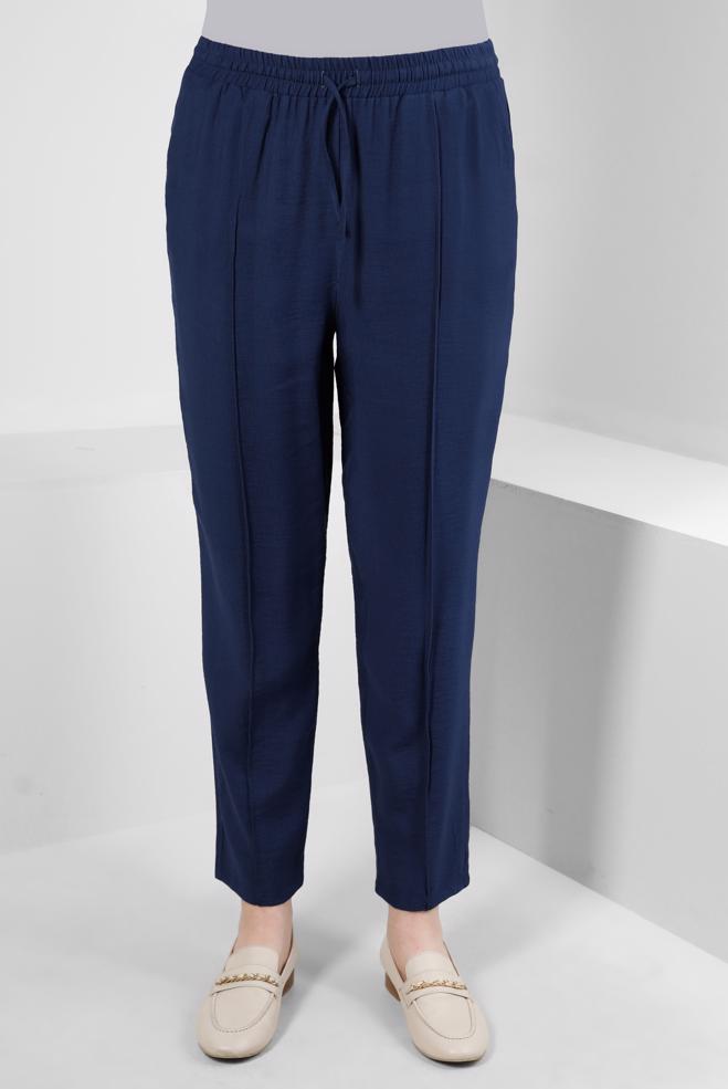 Tesettür giyim LACİVERT BELİ LASTİKLİ DİKİŞ DETAYLI PANTOLON 70520 - ALVİNA