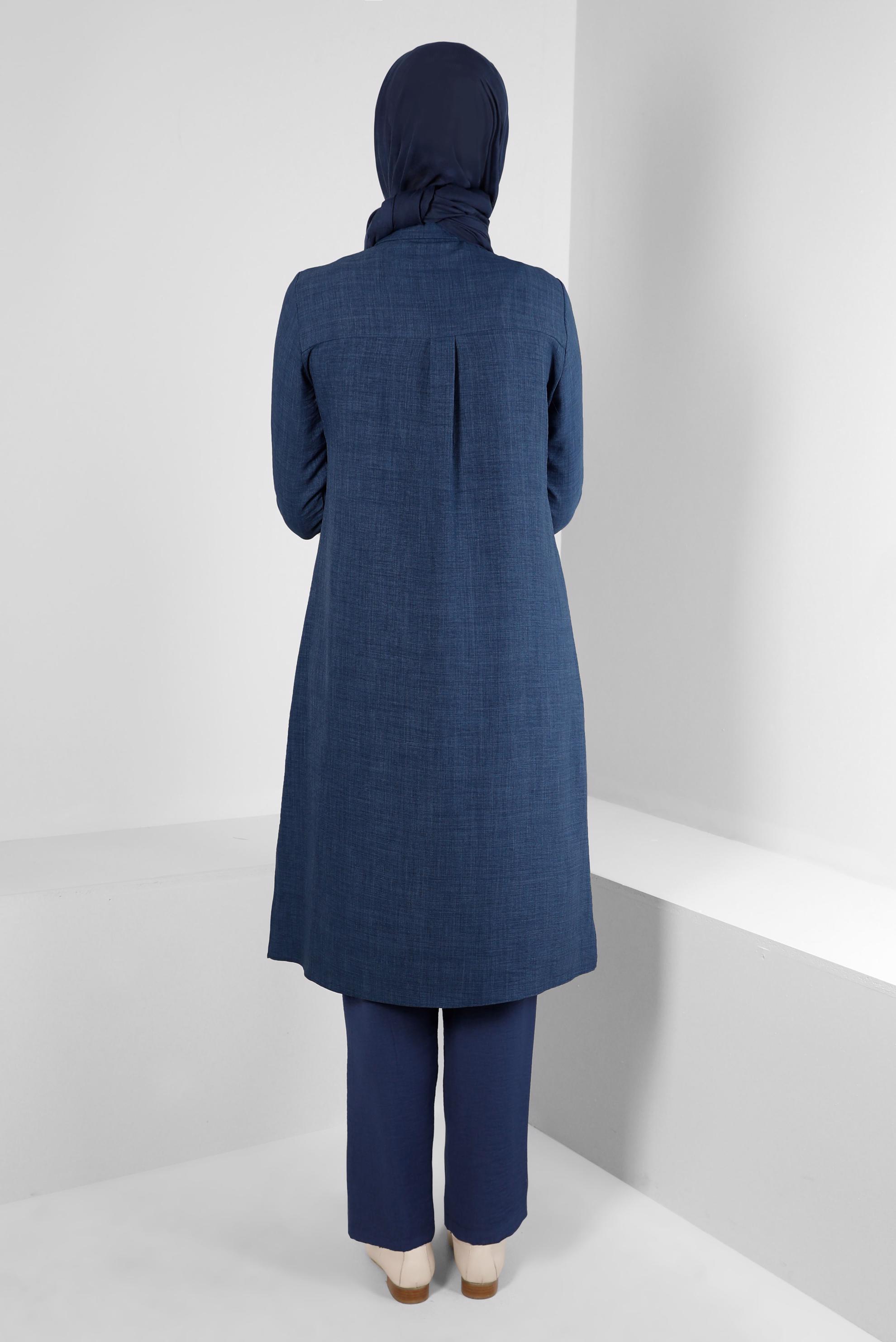 Tesettür giyim LACİVERT BELİ LASTİKLİ DİKİŞ DETAYLI PANTOLON 70520