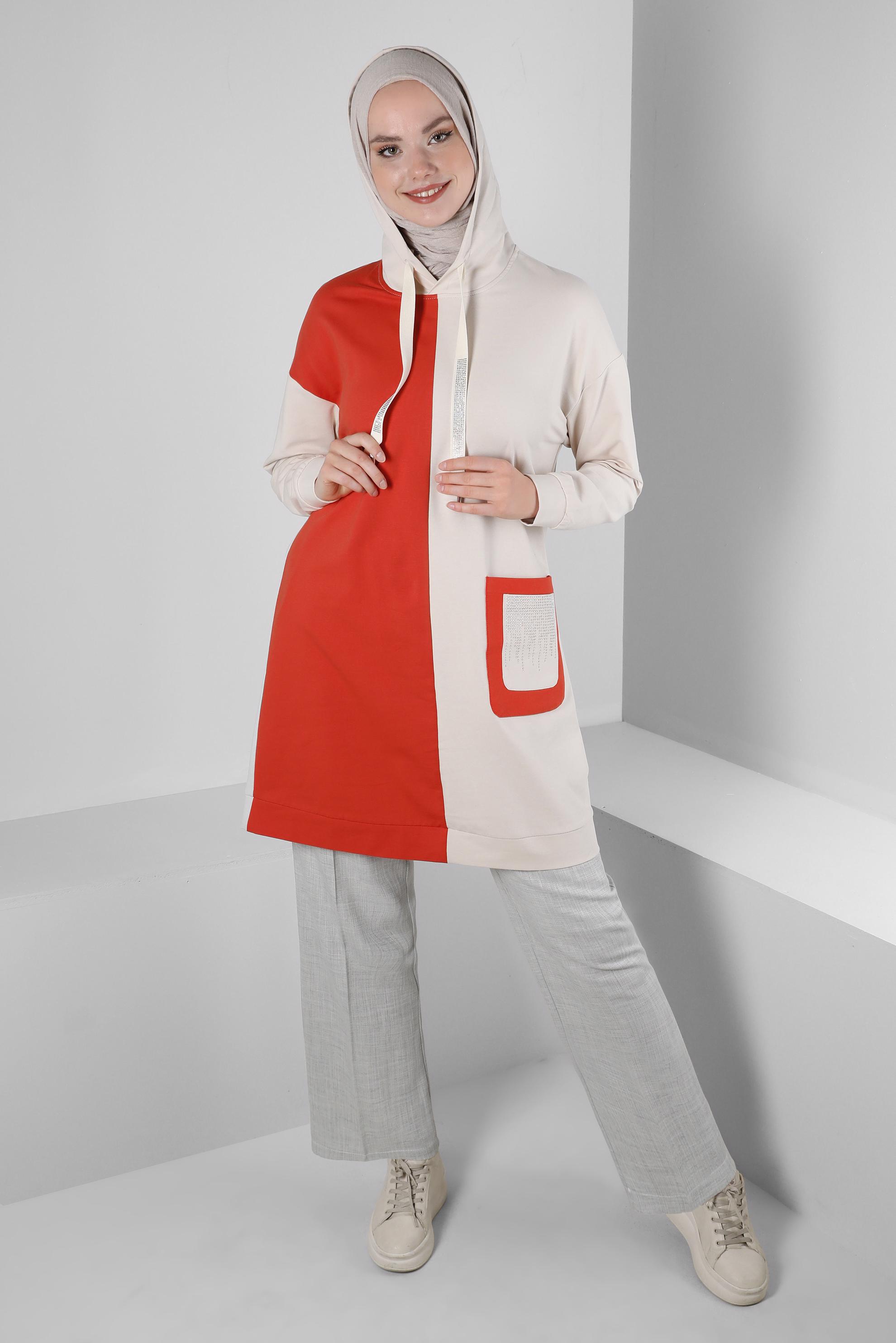 Tesettür giyim GÜMÜŞ BELİ LASTİKLİ GENİŞ PAÇA PANTOLON 70521