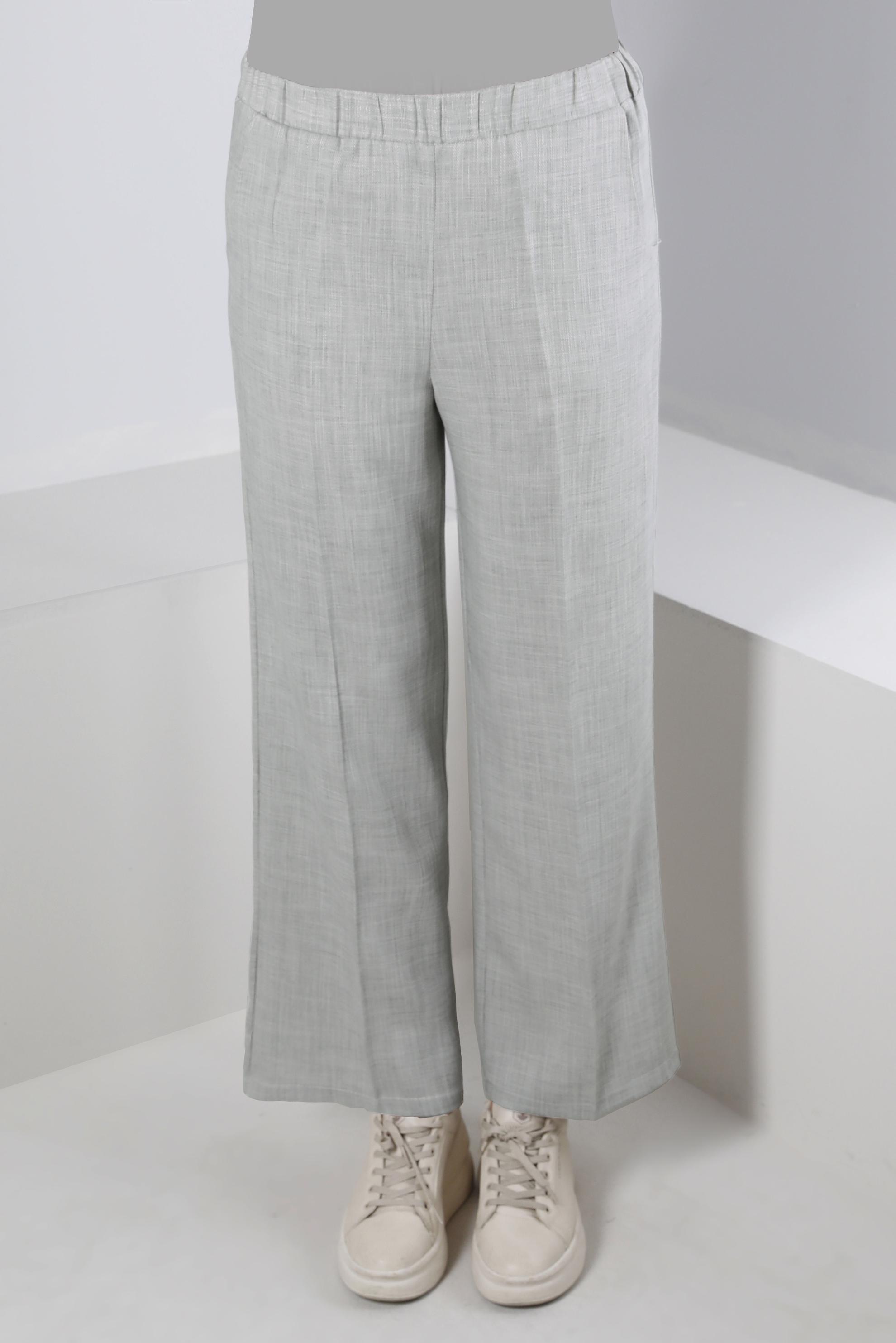 Tesettür giyim GÜMÜŞ BELİ LASTİKLİ GENİŞ PAÇA PANTOLON 70521