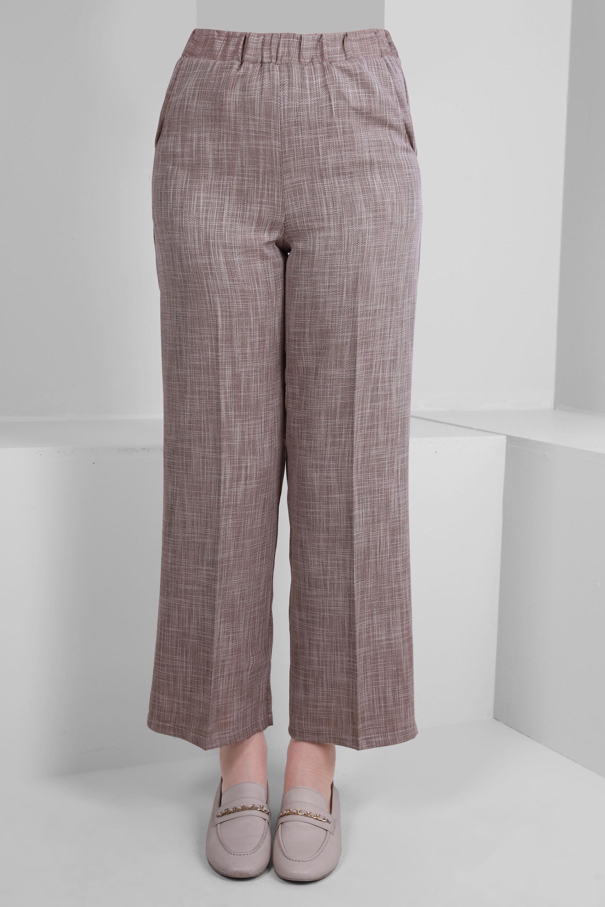 Tesettür giyim KAHVE BELİ LASTİKLİ GENİŞ PAÇA PANTOLON 70521