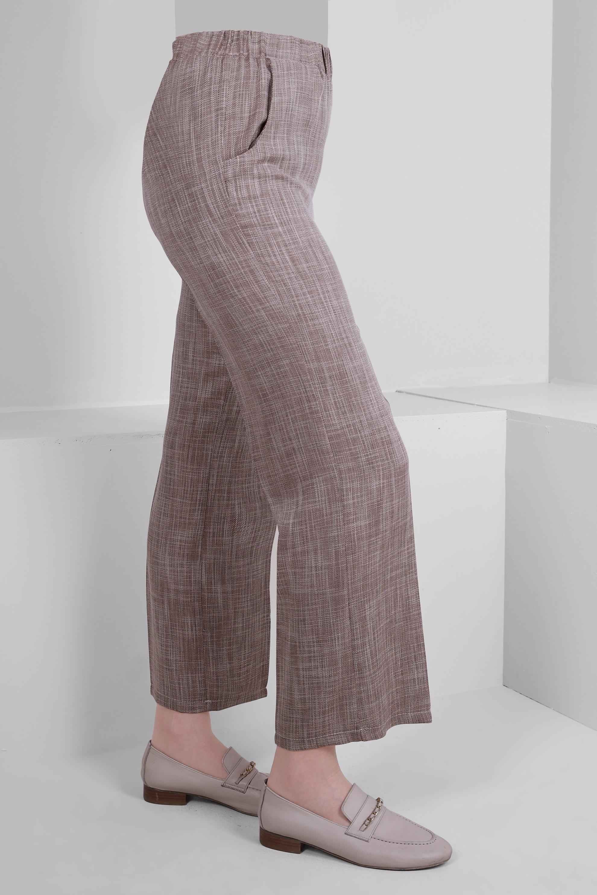 Tesettür giyim KAHVE BELİ LASTİKLİ GENİŞ PAÇA PANTOLON 70521