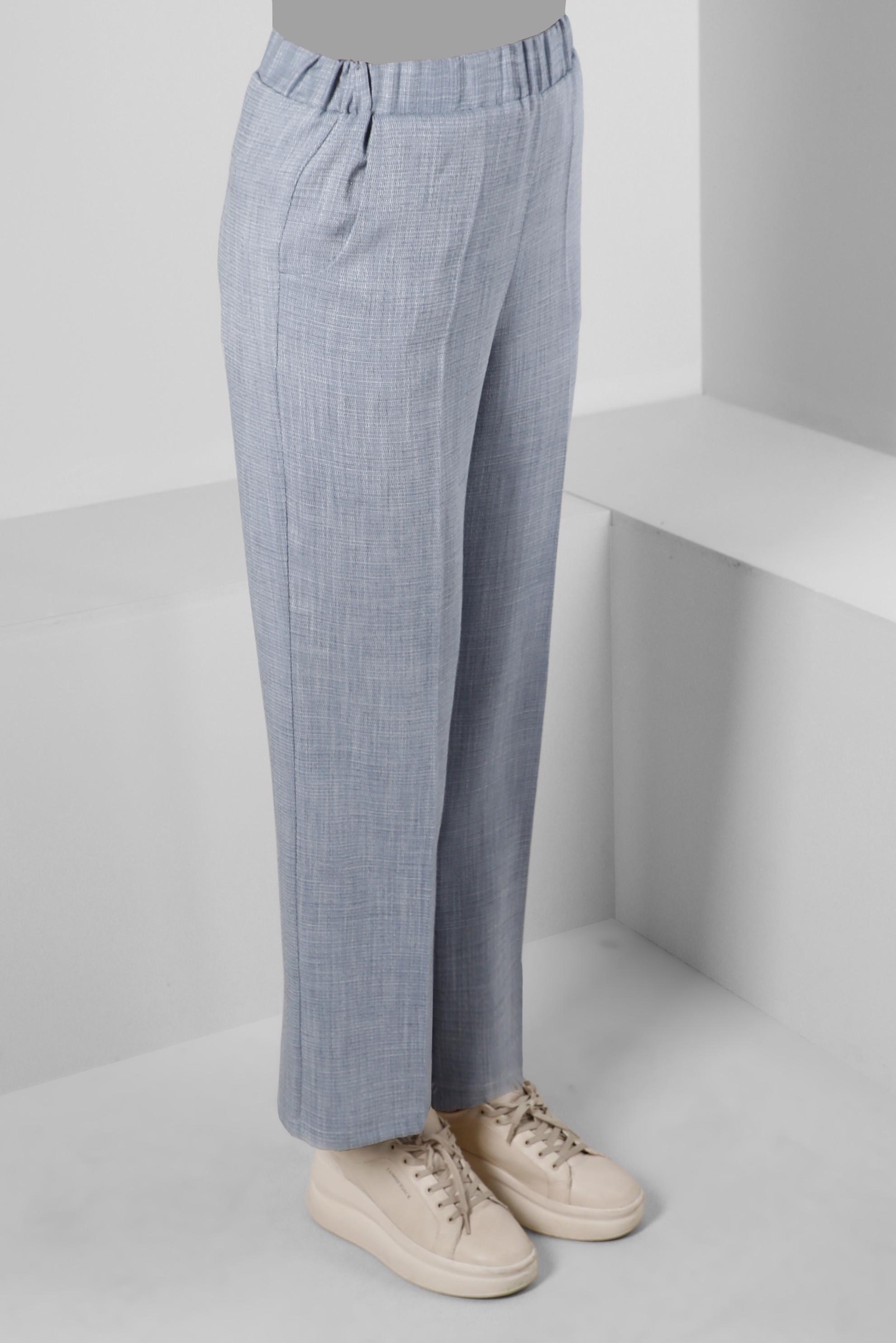 Tesettür giyim MAVİ BELİ LASTİKLİ GENİŞ PAÇA PANTOLON 70521