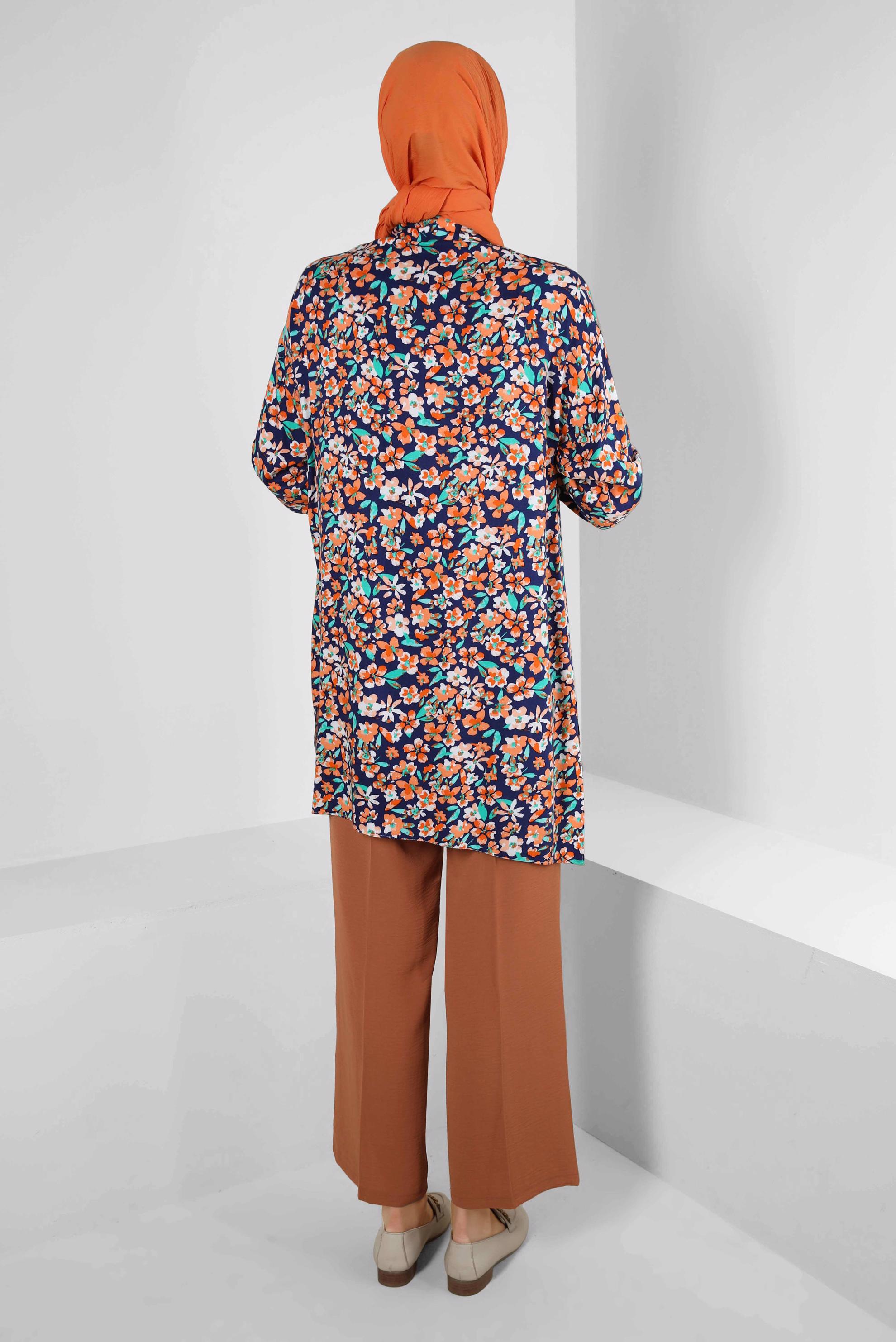 Tesettür giyim KAHVE GENİŞ PAÇA BELİ LASTİKLİ CEPLİ PANTOLON 70522