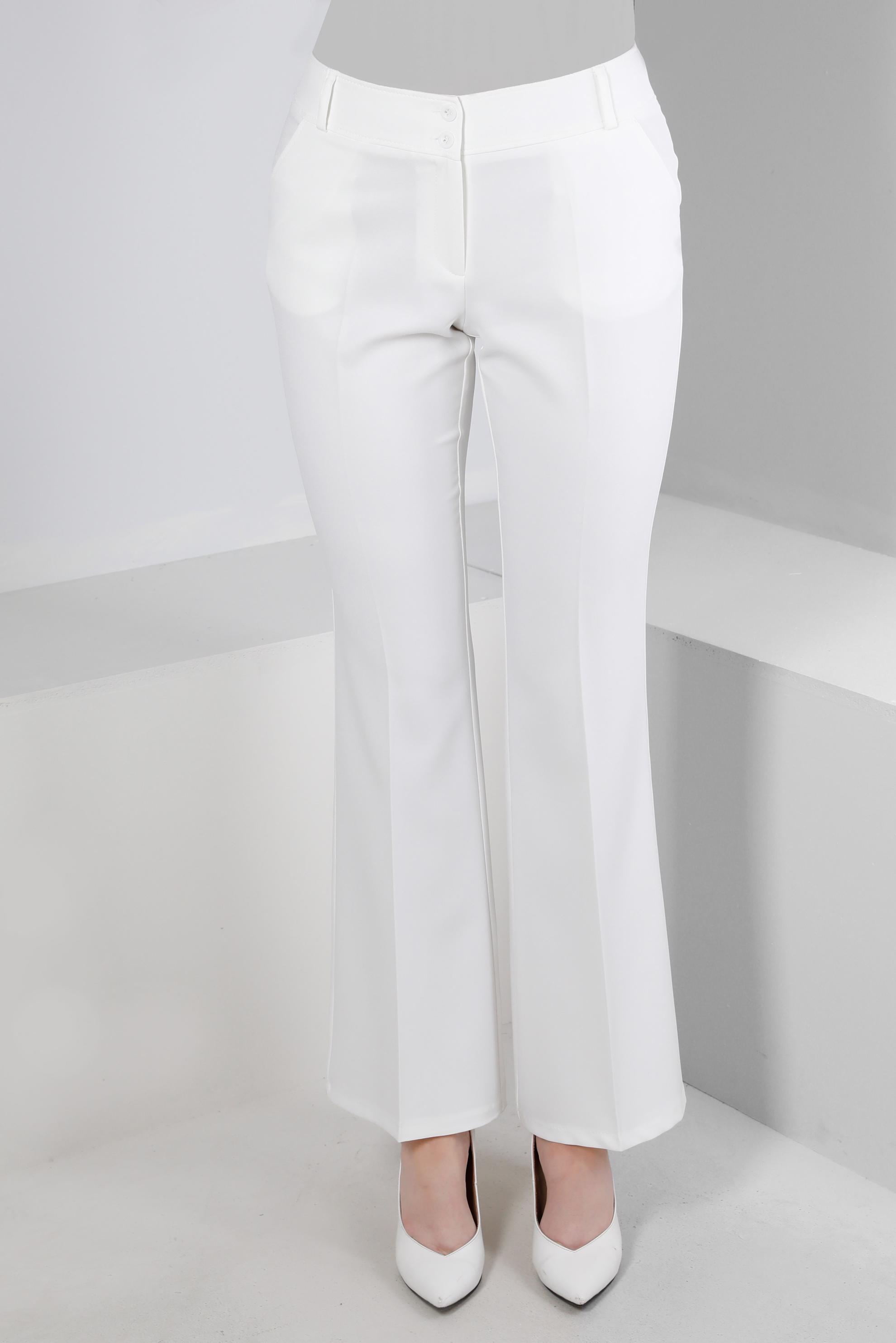 Tesettür giyim BEYAZ İSPANYOL PAÇA KLASİK PANTOLON 70523