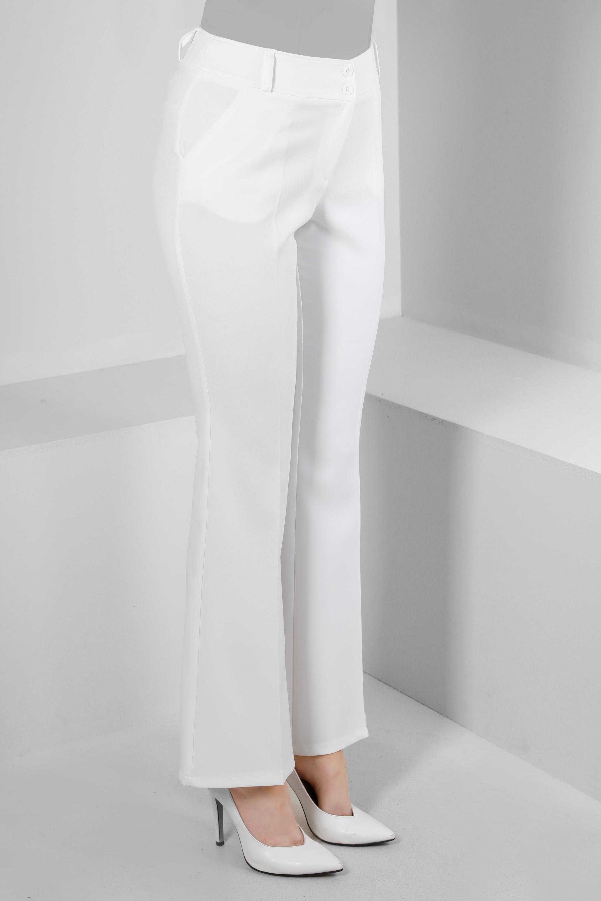 Tesettür giyim BEYAZ İSPANYOL PAÇA KLASİK PANTOLON 70523