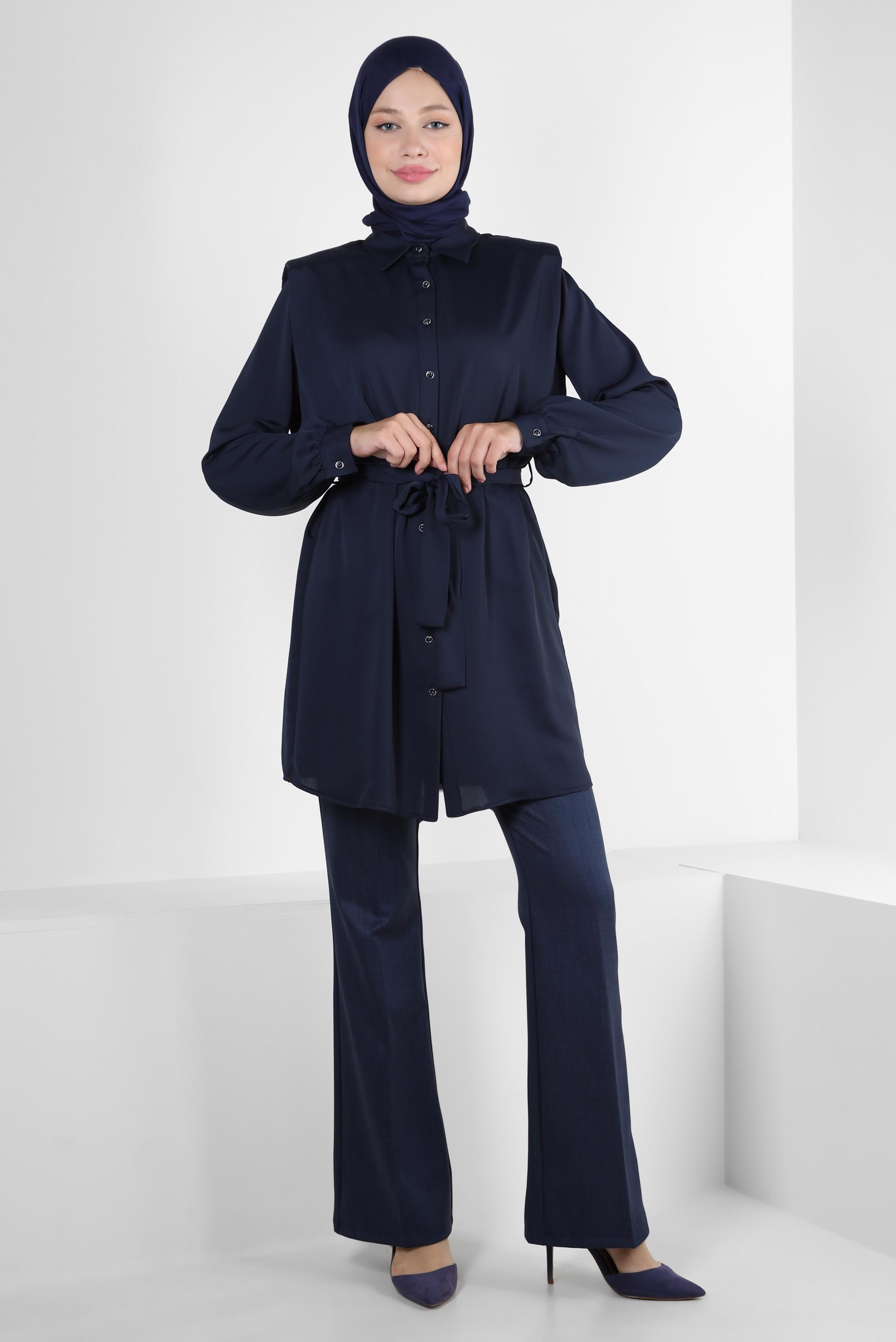 Tesettür giyim LACİVERT İSPANYOL PAÇA KLASİK PANTOLON 70523