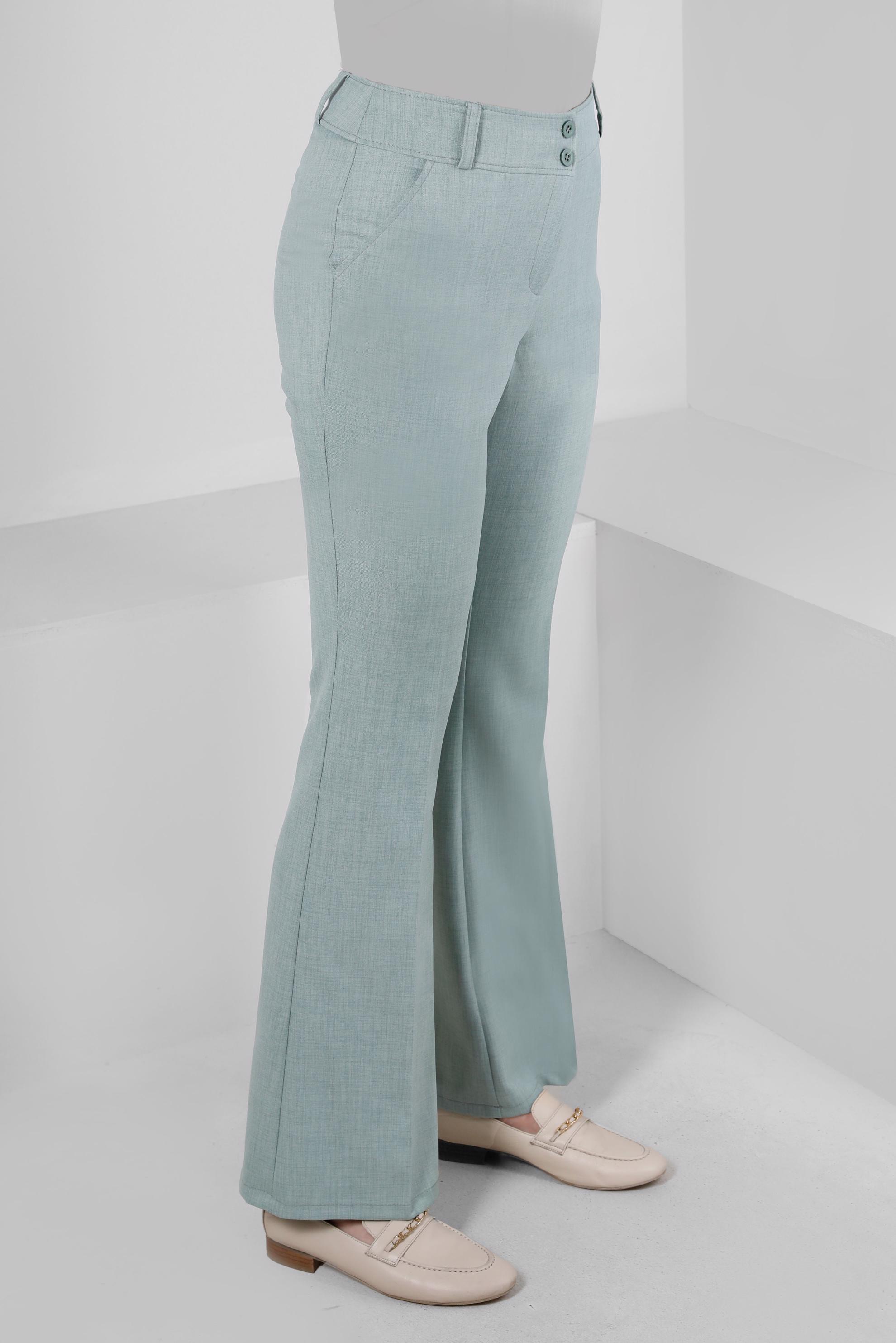 Tesettür giyim YEŞİL İSPANYOL PAÇA KLASİK PANTOLON 70523