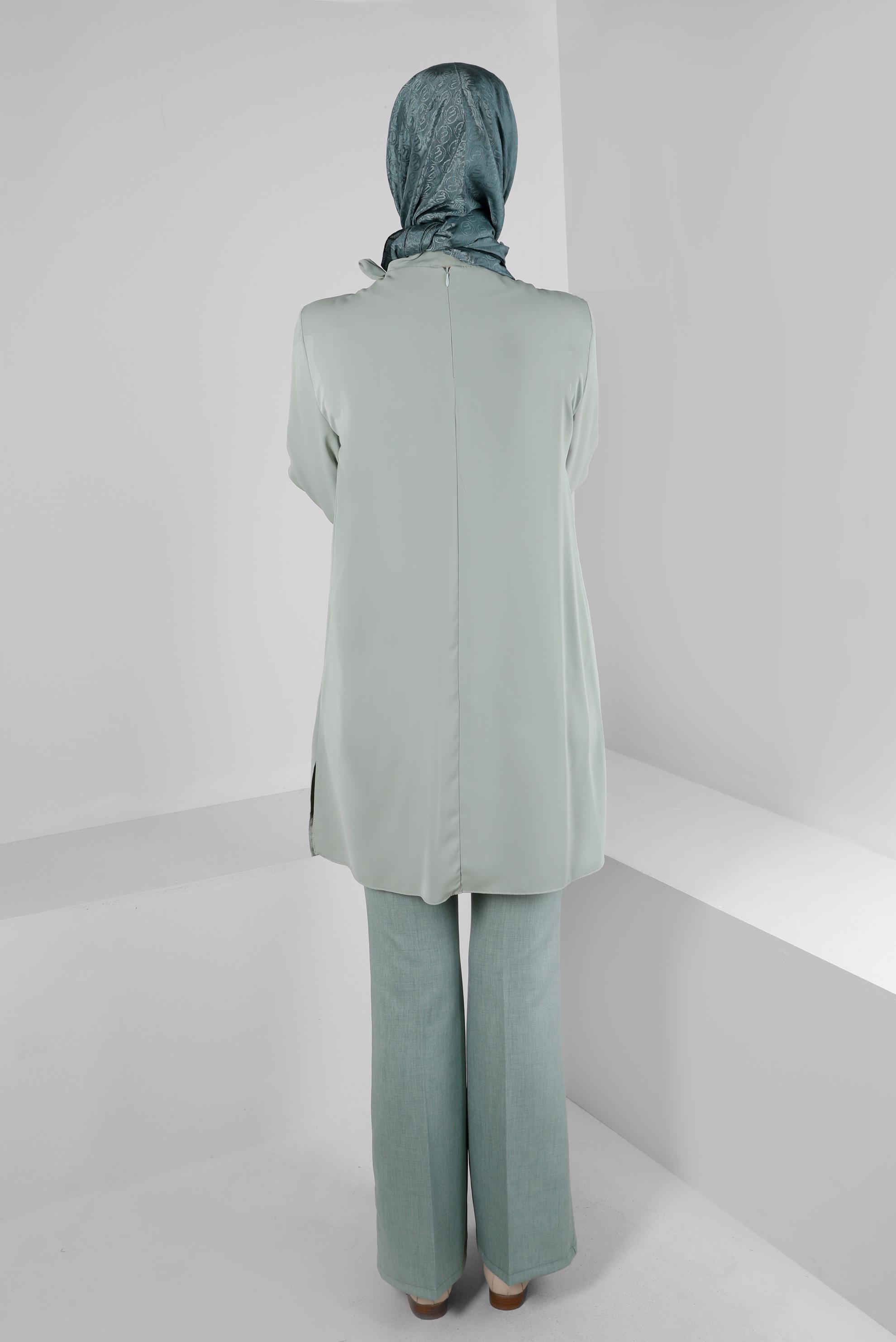 Tesettür giyim YEŞİL İSPANYOL PAÇA KLASİK PANTOLON 70523