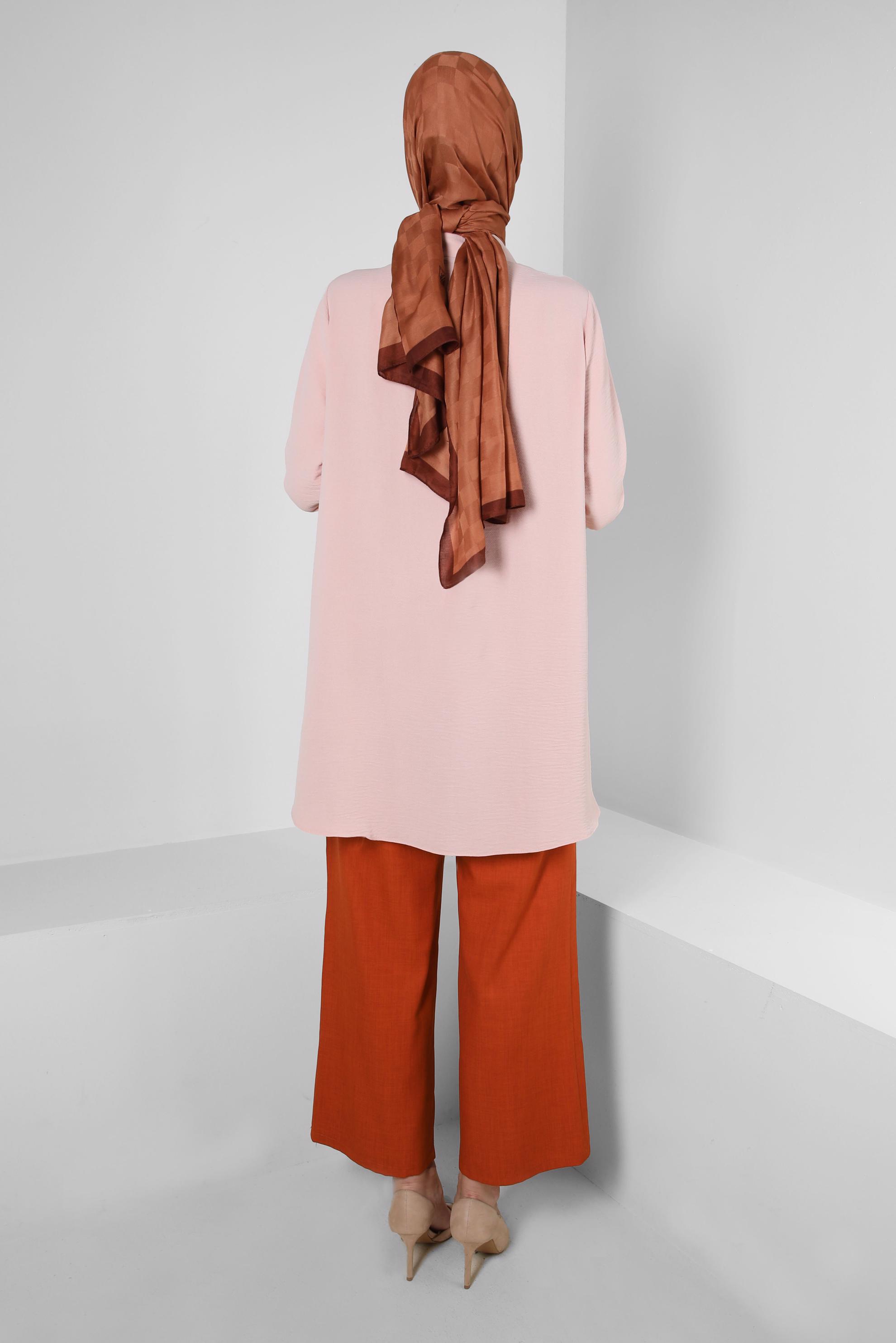 Tesettür giyim BORDO PİLE DETAYLI DÜĞMELİ GENİŞ PAÇA PANTOLON 70524