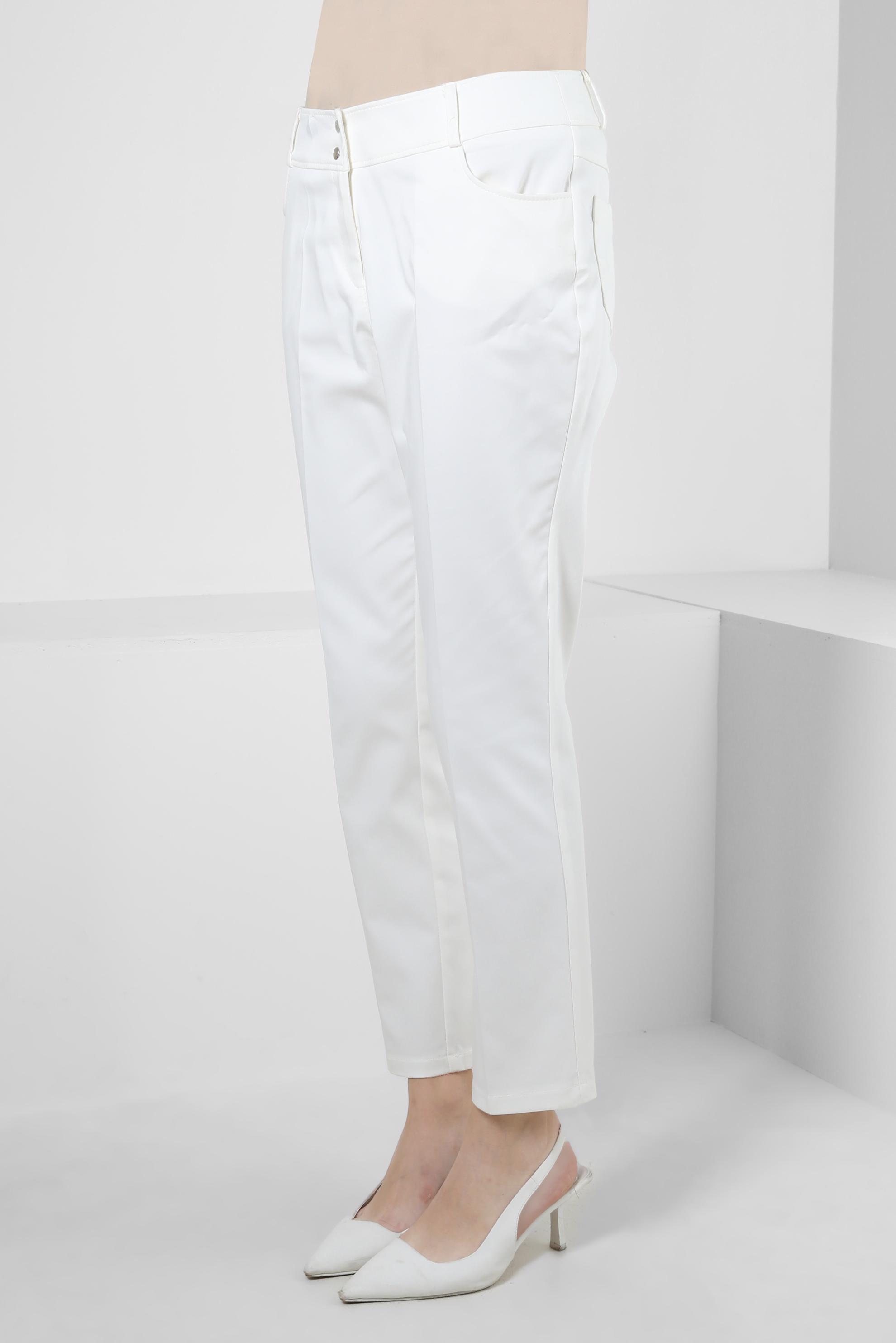 Tesettür giyim BEYAZ DAR PAÇA ÇİFT DÜĞMELİ PANTOLON 70525