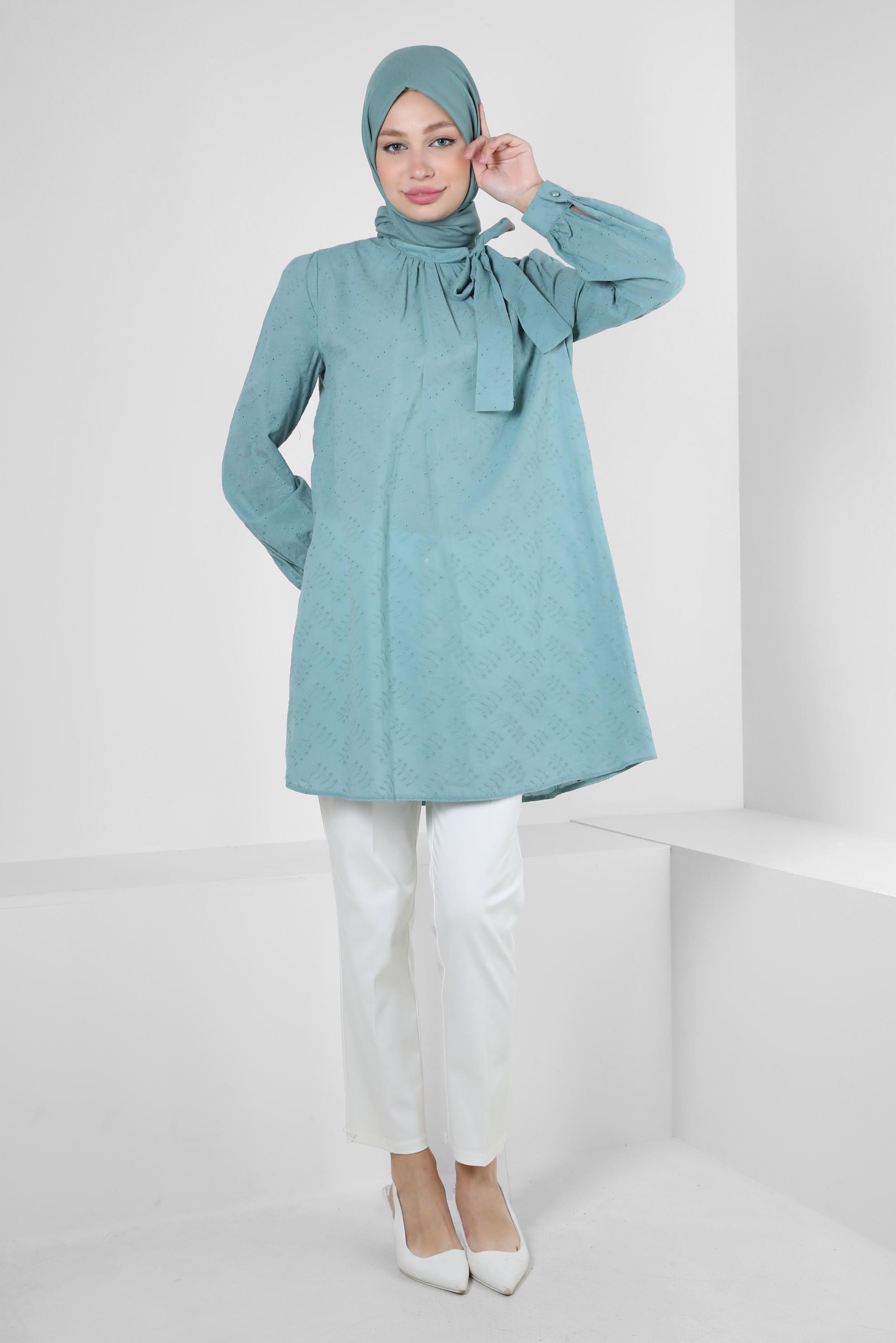 Tesettür giyim BEYAZ DAR PAÇA ÇİFT DÜĞMELİ PANTOLON 70525