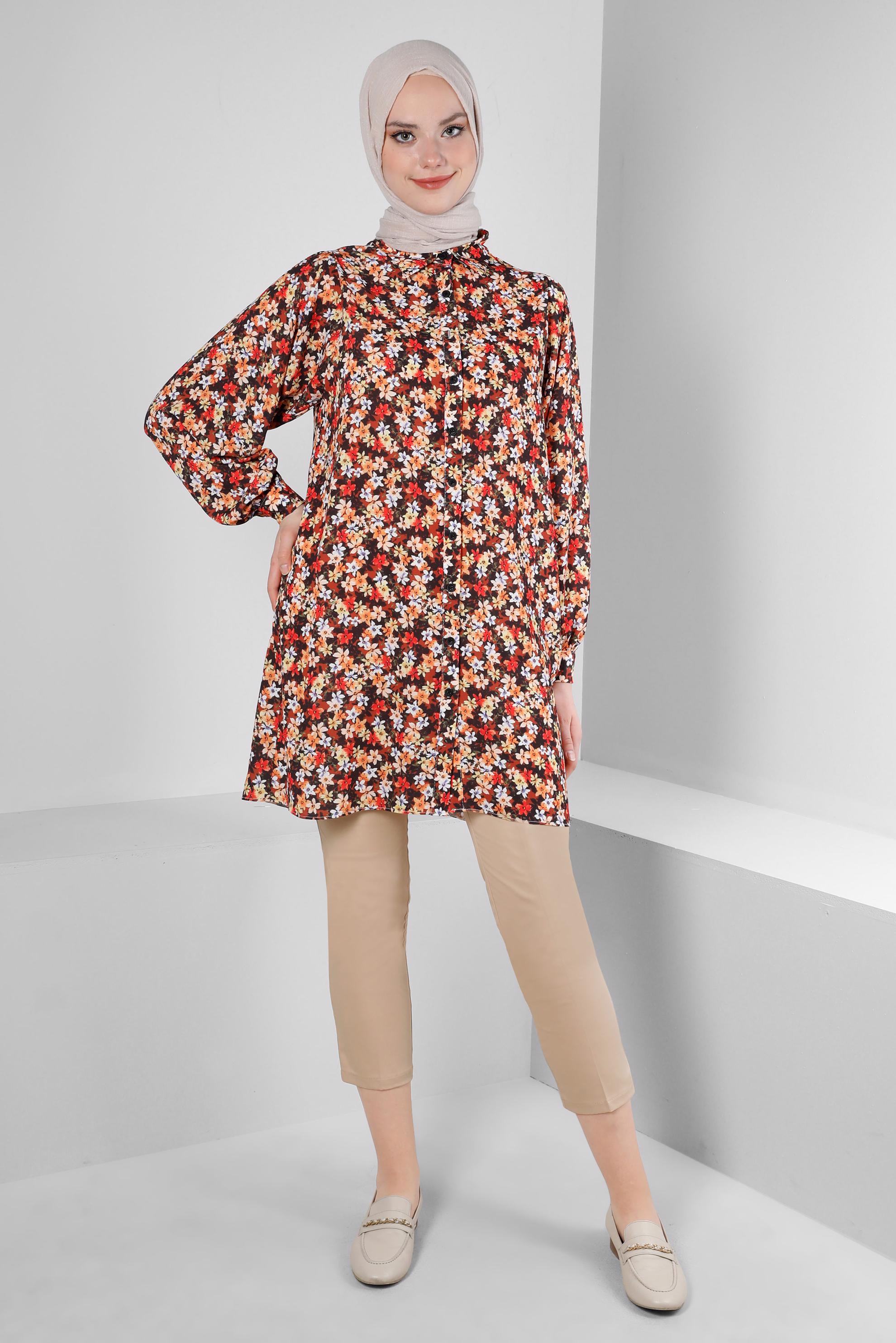 Tesettür giyim BEJ DAR PAÇA ÇİFT DÜĞMELİ PANTOLON 70525