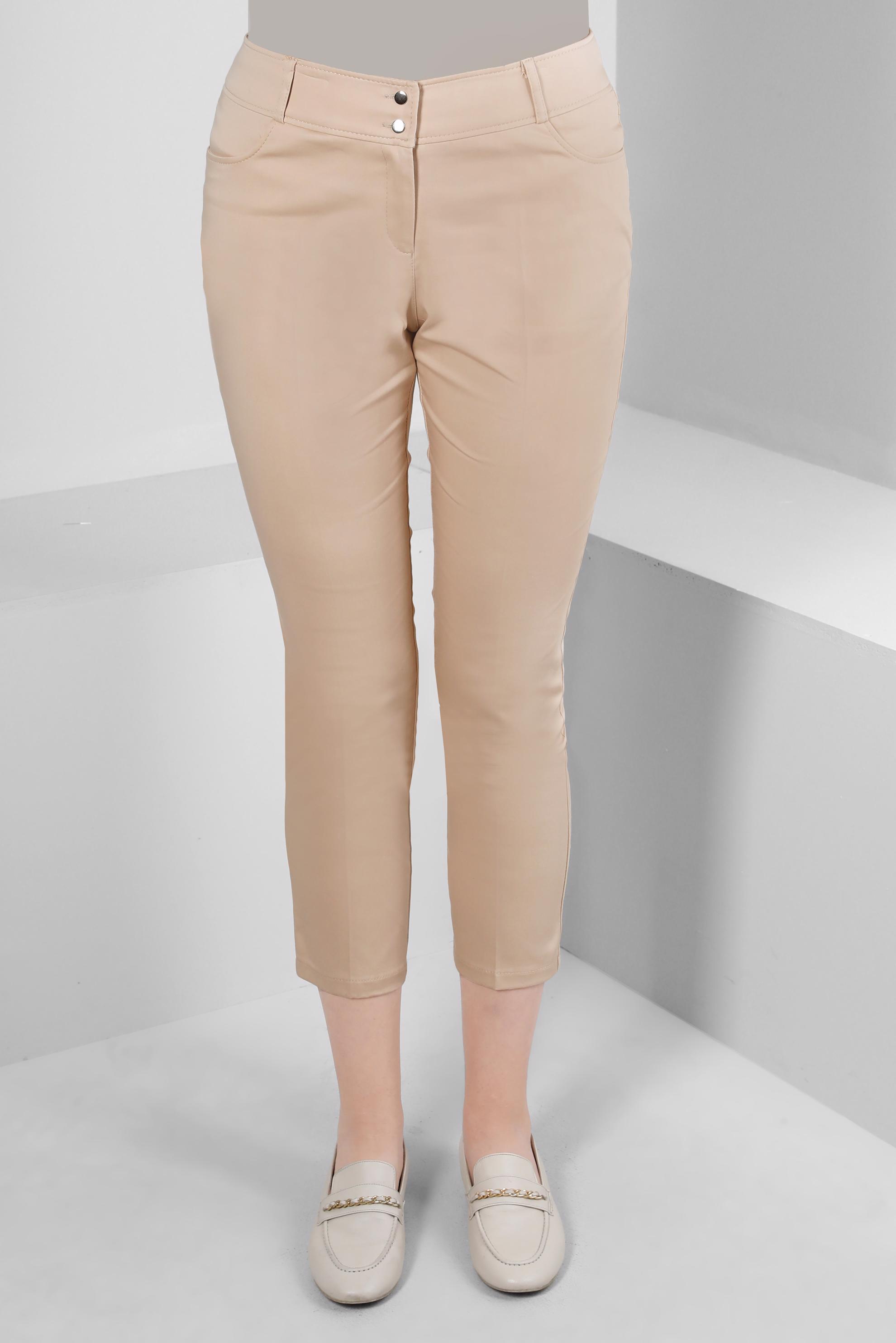 Tesettür giyim BEJ DAR PAÇA ÇİFT DÜĞMELİ PANTOLON 70525