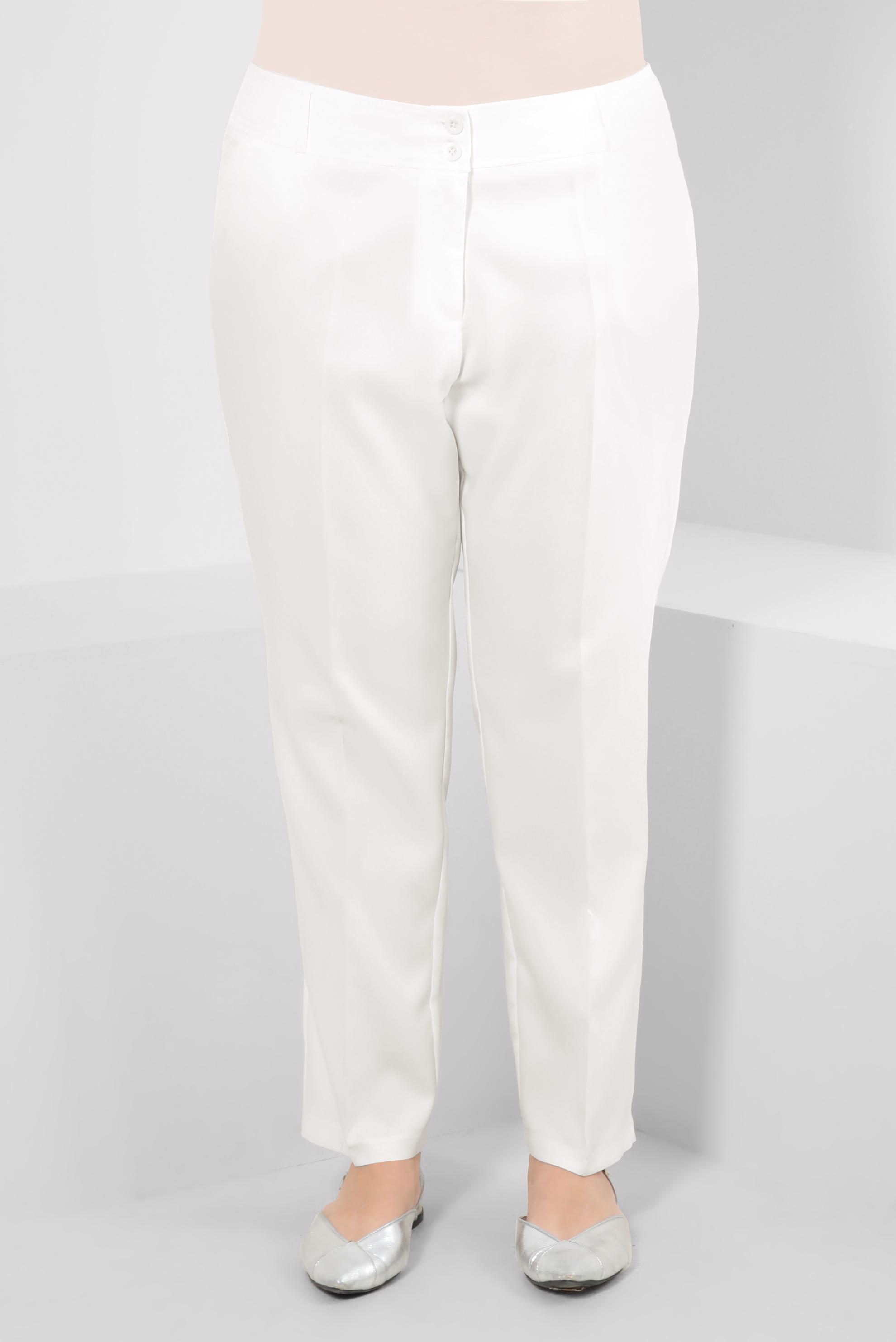 Tesettür giyim BEYAZ CEP DETAYLI BORU PAÇA PANTOLON 70526