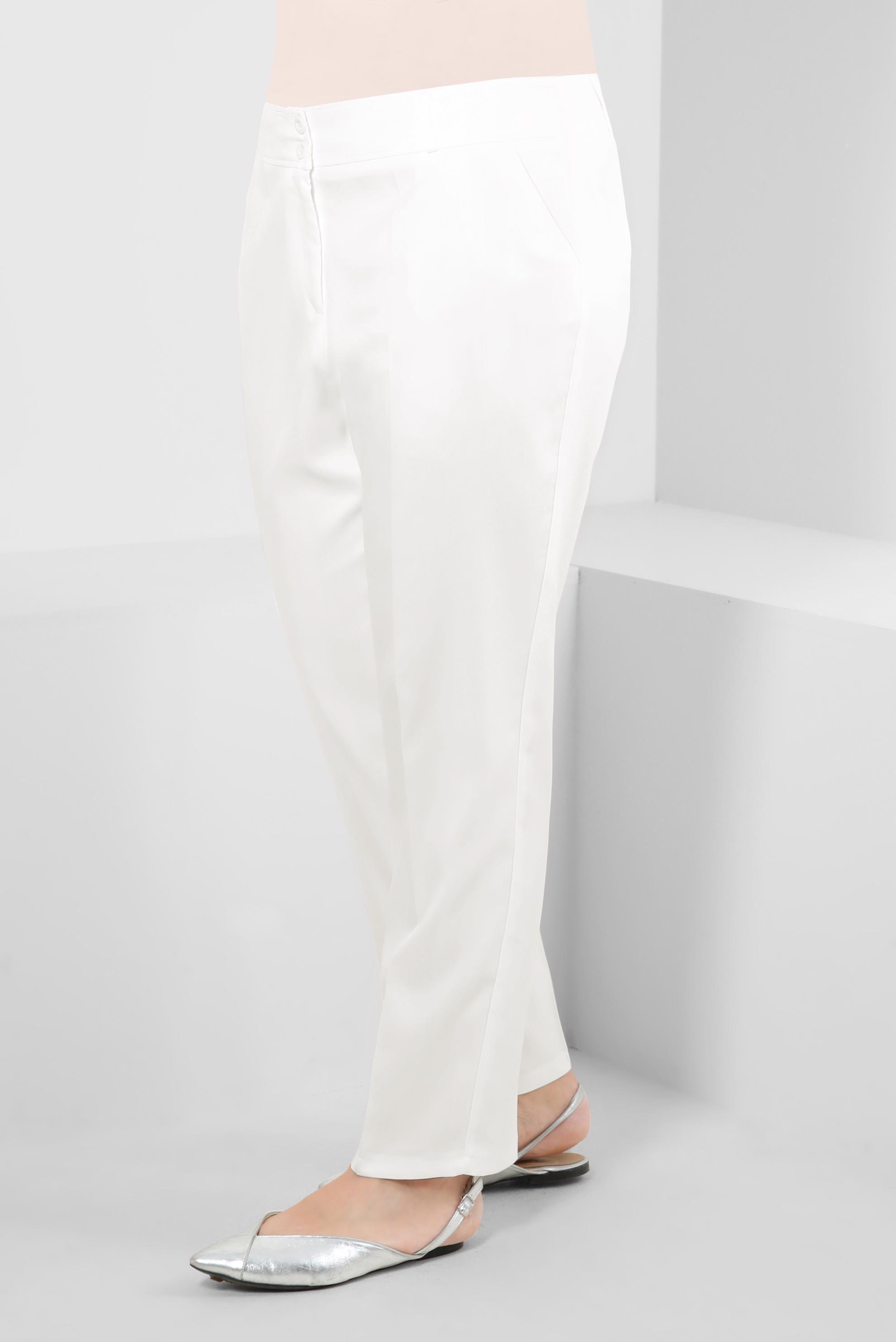 Tesettür giyim BEYAZ CEP DETAYLI BORU PAÇA PANTOLON 70526