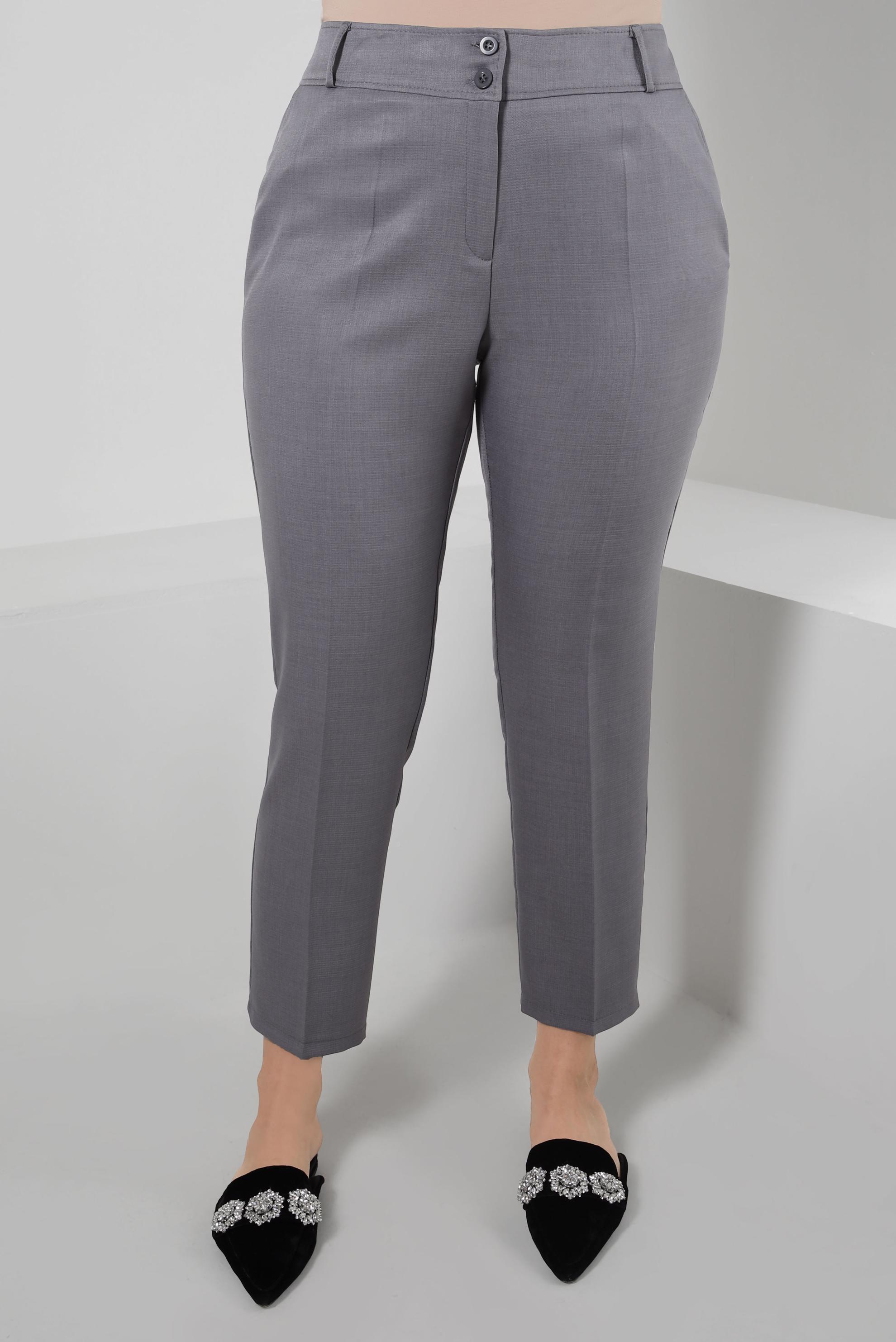 Tesettür giyim GRİ CEP DETAYLI BORU PAÇA PANTOLON 70526