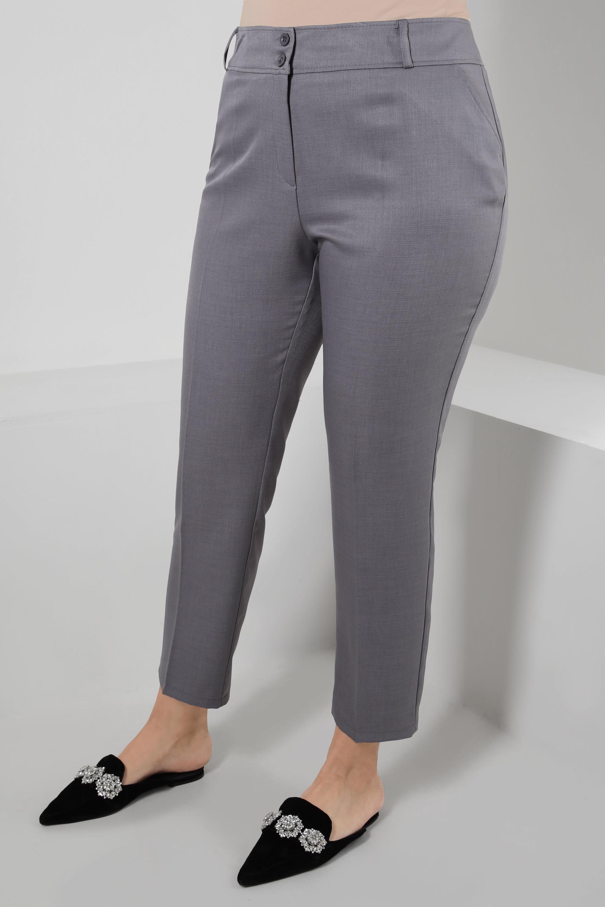 Tesettür giyim GRİ CEP DETAYLI BORU PAÇA PANTOLON 70526