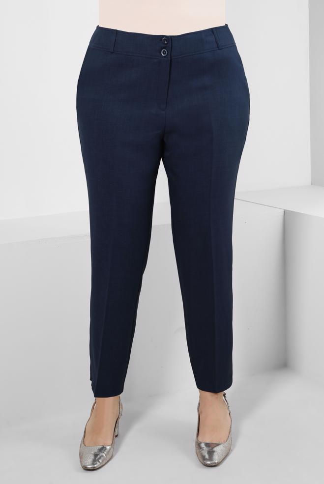Vêtements hijab BLEU MARINE PANTALON COUPE DROITE AVEC POCHE 70526 - ALVİNA
