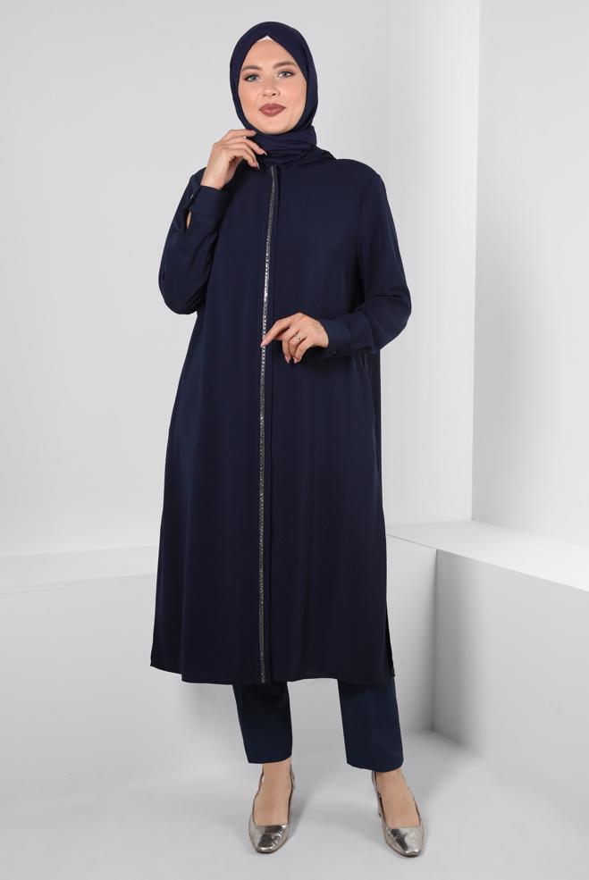 Vêtements hijab BLEU MARINE PANTALON COUPE DROITE AVEC POCHE 70526 - ALVİNA