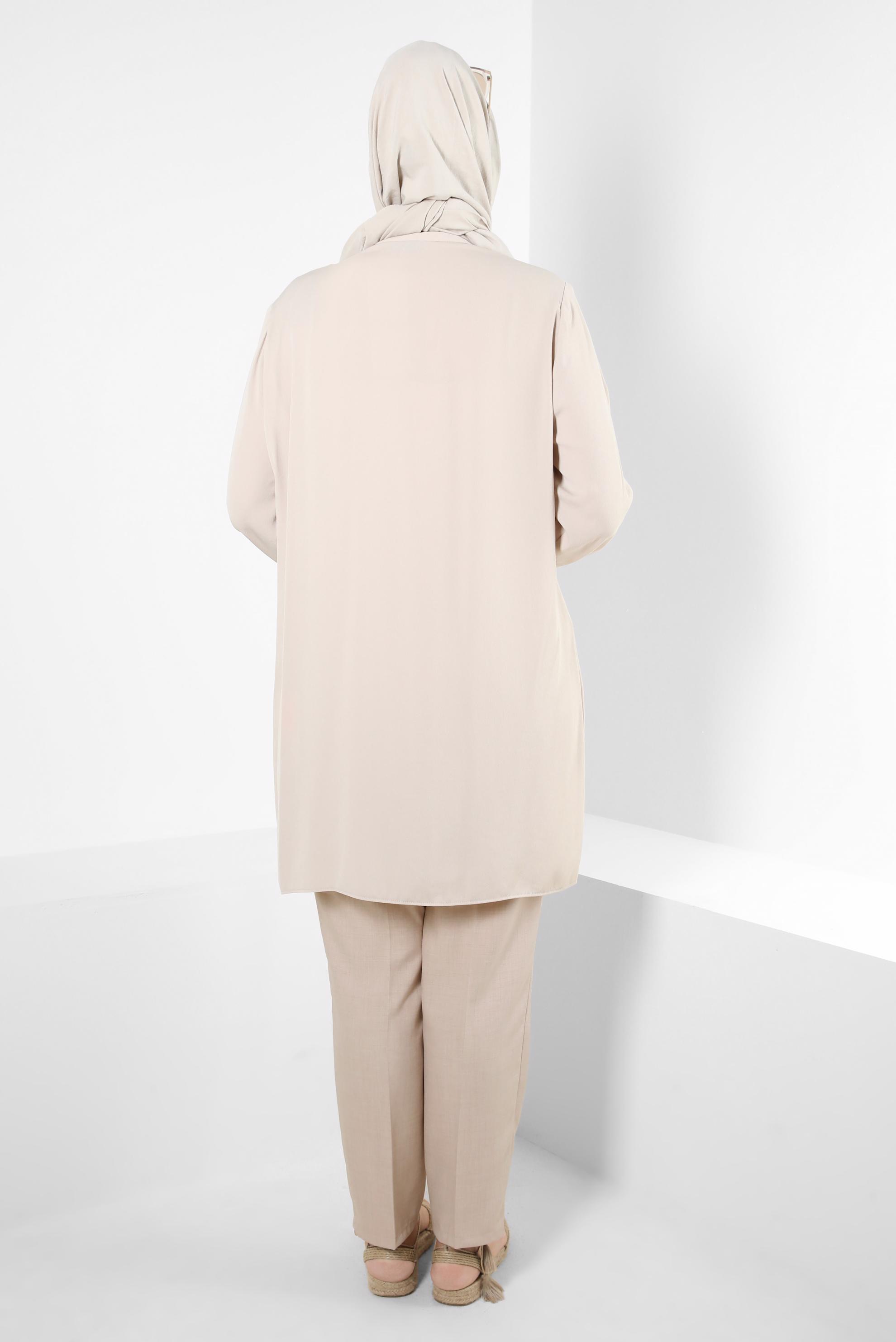 Vêtements hijab BEIGE PANTALON COUPE DROITE AVEC POCHE 70526