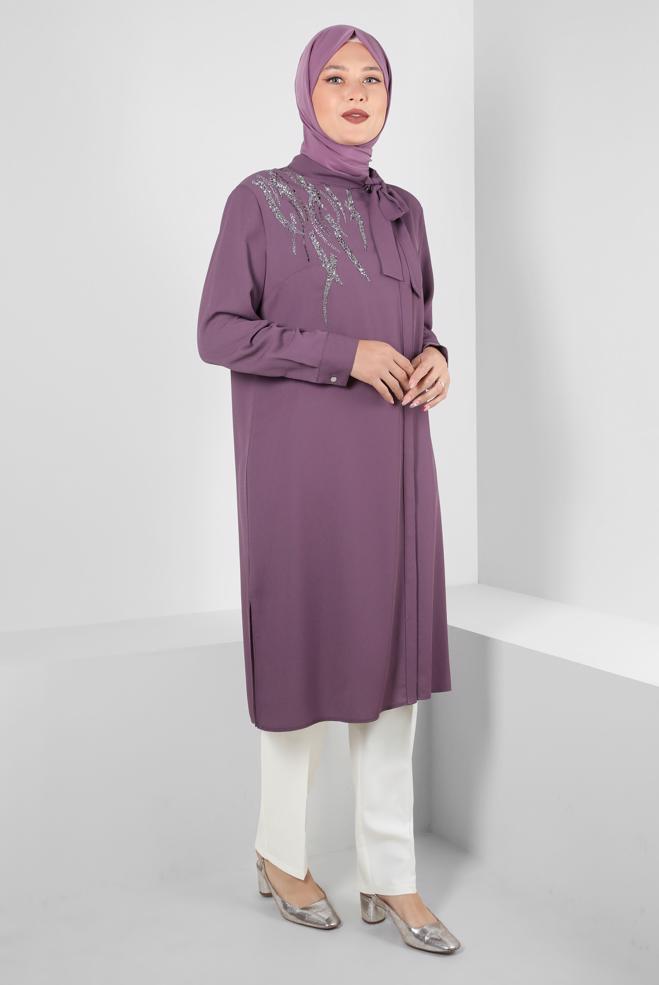 Tesettür giyim BEYAZ CEP DETAYLI PANTOLON 70527 - ALVİNA