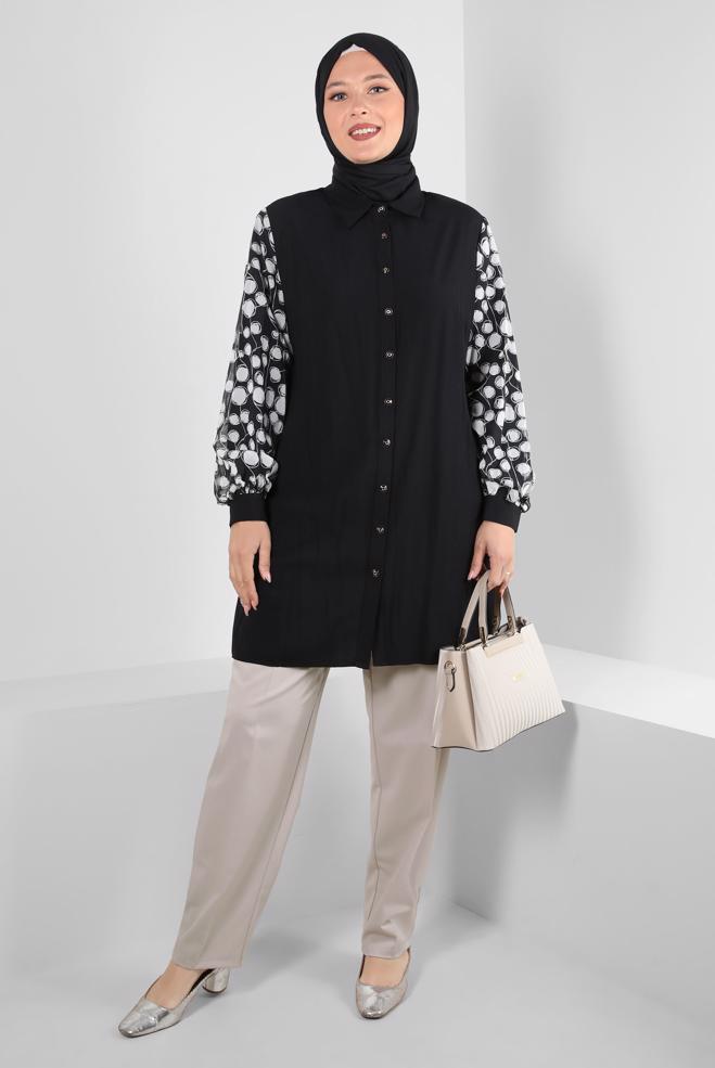 Tesettür giyim BEJ CEP DETAYLI PANTOLON 70527 - ALVİNA