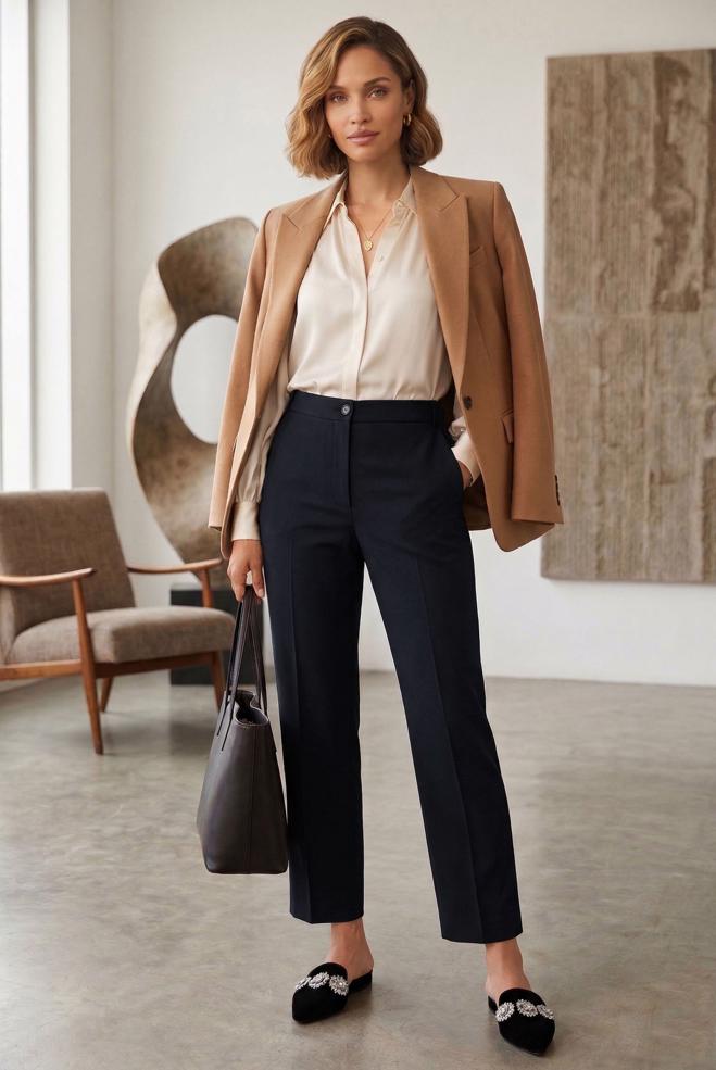 Vêtements hijab BLEU MARINE PANTALON AVEC DÉTAIL DE POCHE 70527 - ALVİNA