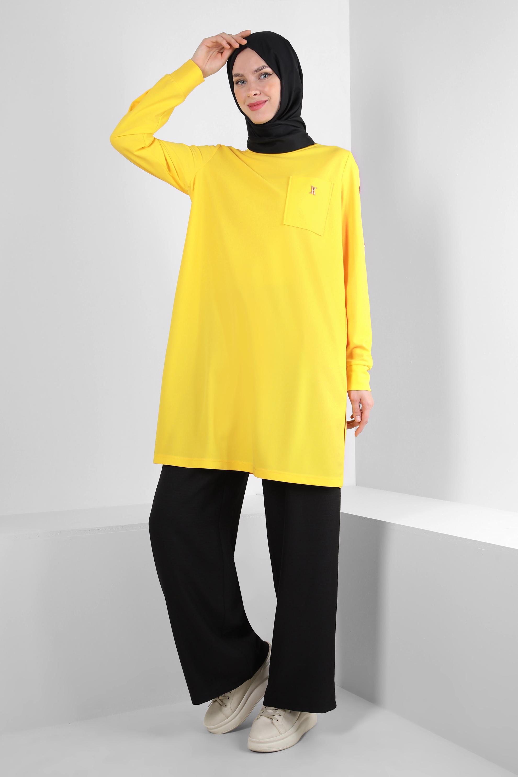 Tesettür giyim SİYAH GENİŞ PAÇA BAĞCIK DETAYLI PANTOLON 70528