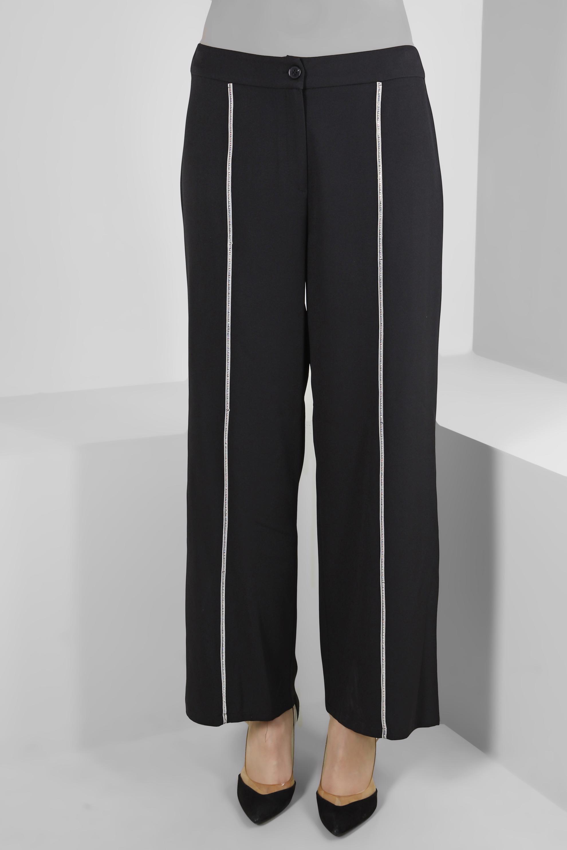 Tesettür giyim SİYAH ŞERİT DETAYLI GENİŞ PAÇA PANTOLON 70530