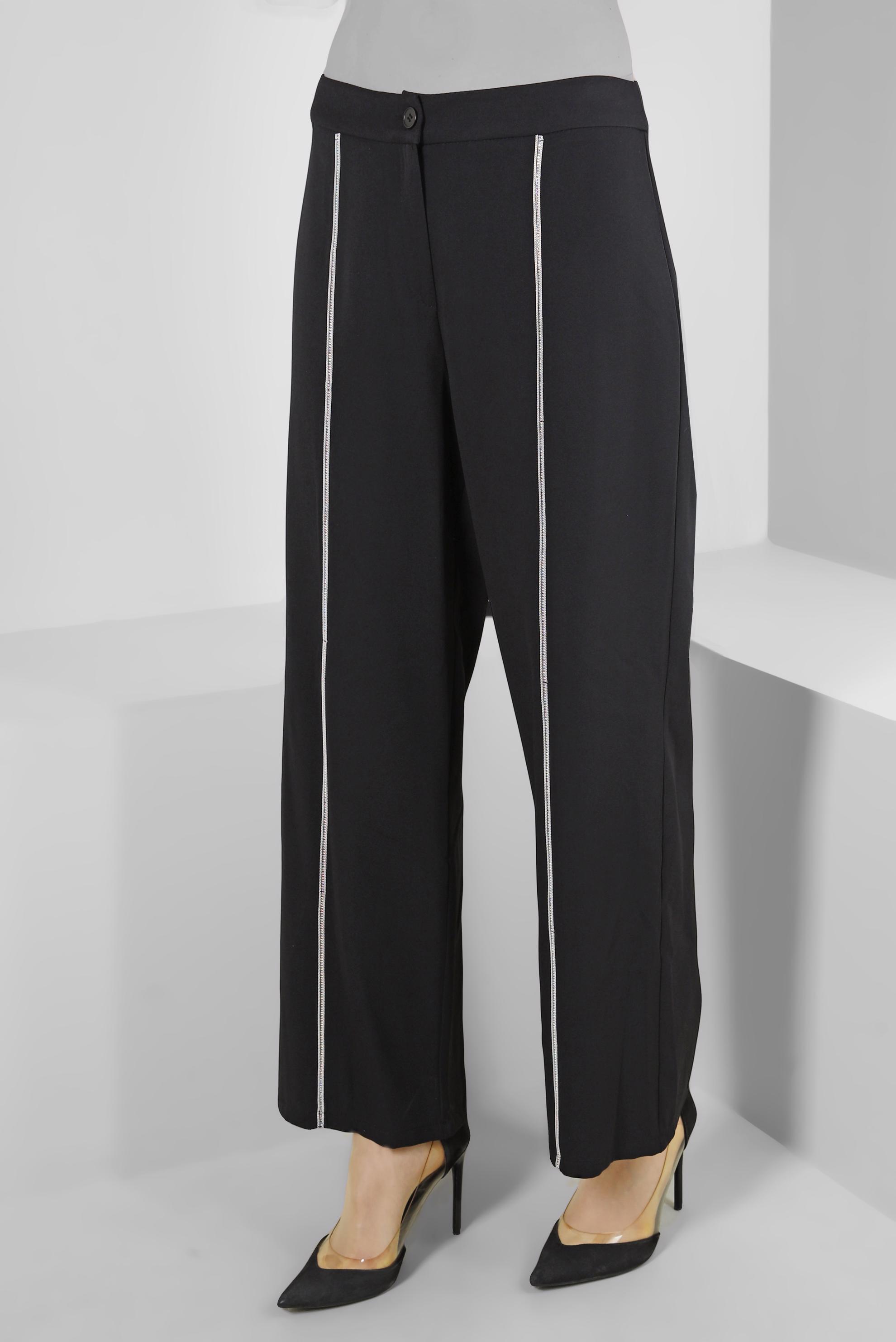 Tesettür giyim SİYAH ŞERİT DETAYLI GENİŞ PAÇA PANTOLON 70530