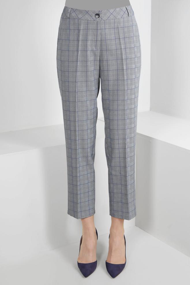 Vêtements hijab NOIR PANTALON CLASSIQUE À CARREAUX 70531-1 - ALVİNA