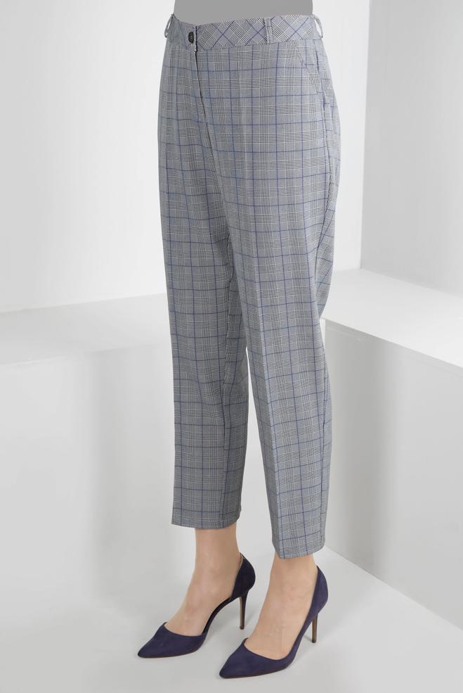 Vêtements hijab NOIR PANTALON CLASSIQUE À CARREAUX 70531-1 - ALVİNA