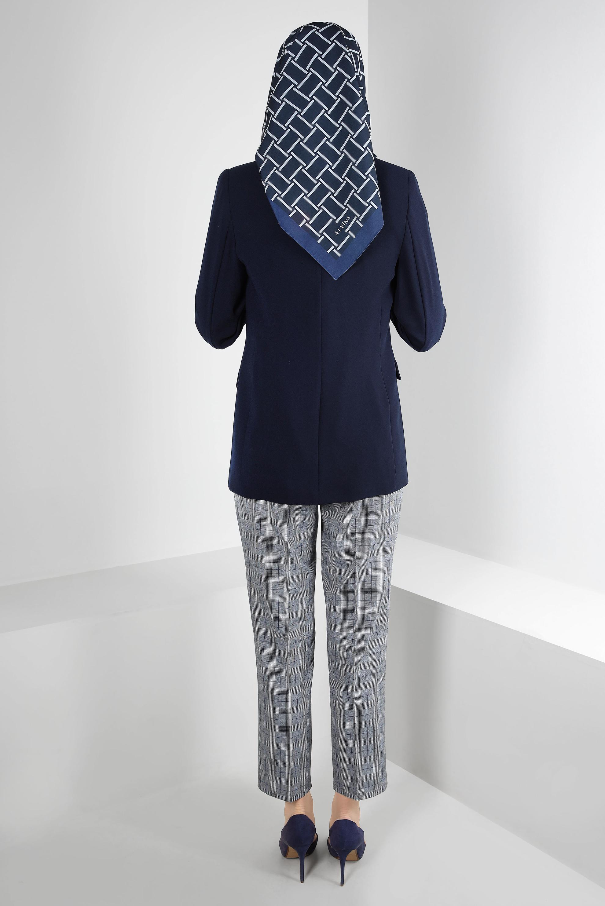 Tesettür giyim SİYAH EKOSE DESENLİ KLASİK PANTOLON 70531-1