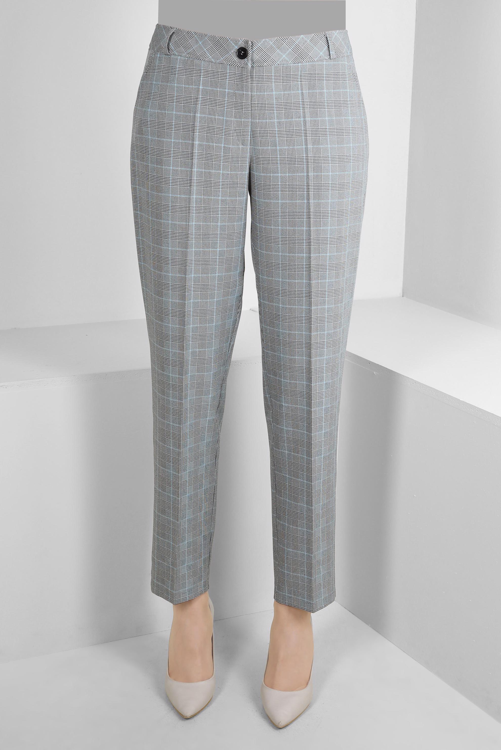 Tesettür giyim SİYAH EKOSE DESENLİ KLASİK PANTOLON 70531-1