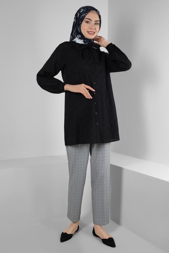 Tesettür giyim  EKOSE DESENLİ KLASİK PANTOLON 70531 - ALVİNA