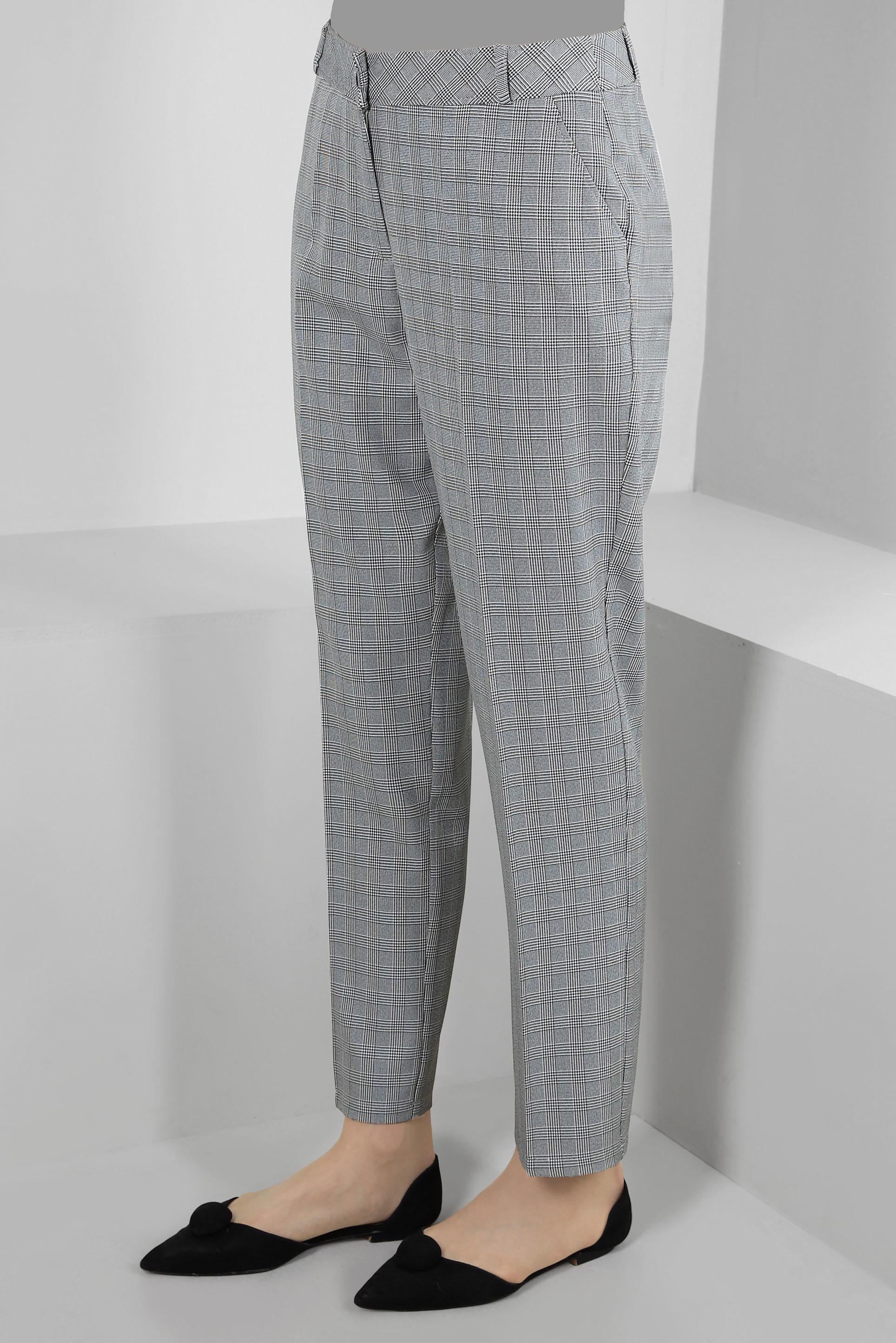 Tesettür giyim SİYAH EKOSE DESENLİ KLASİK PANTOLON 70531