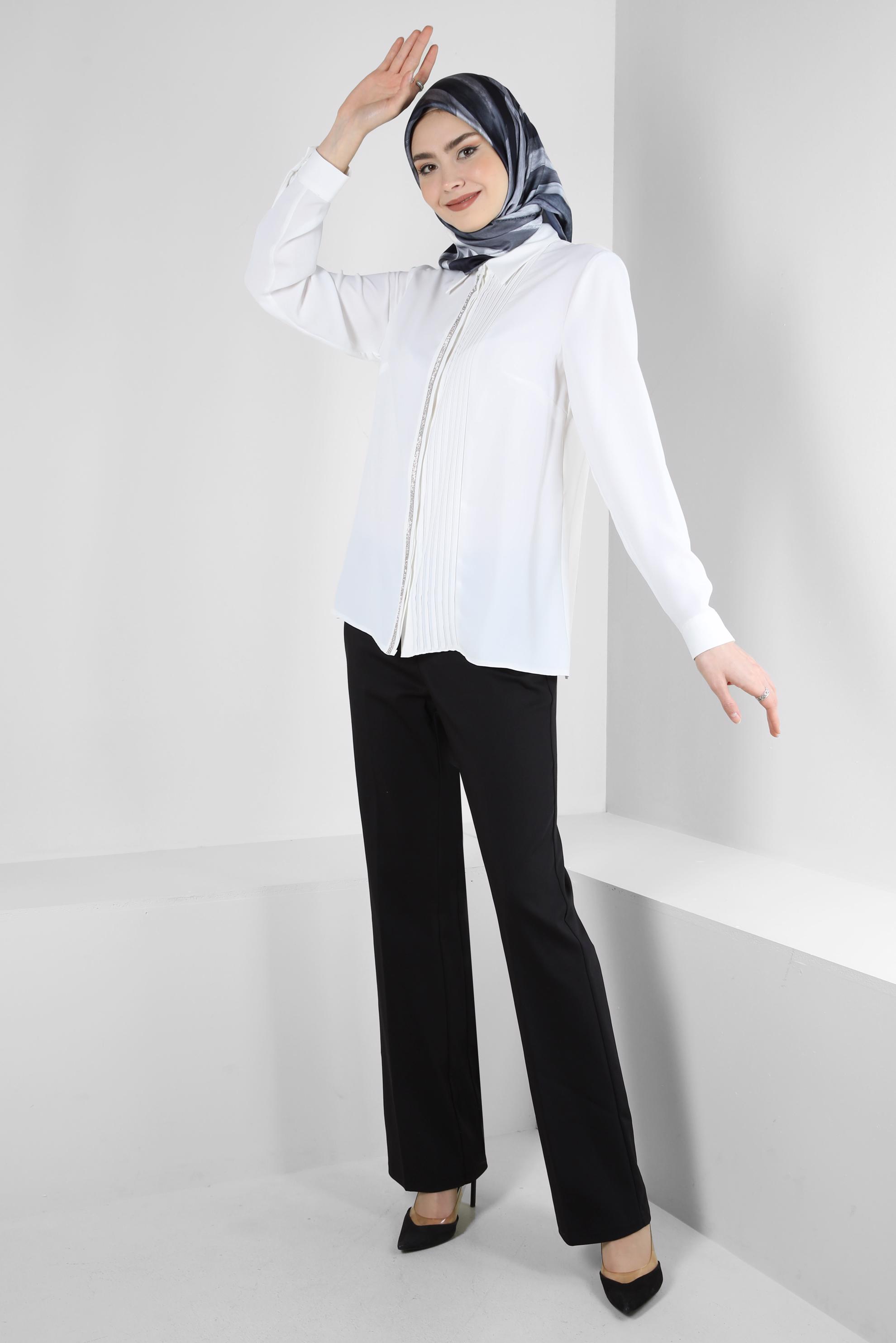 Tesettür giyim SİYAH İSPANYOL PAÇA KLASİK PANTOLON 70532