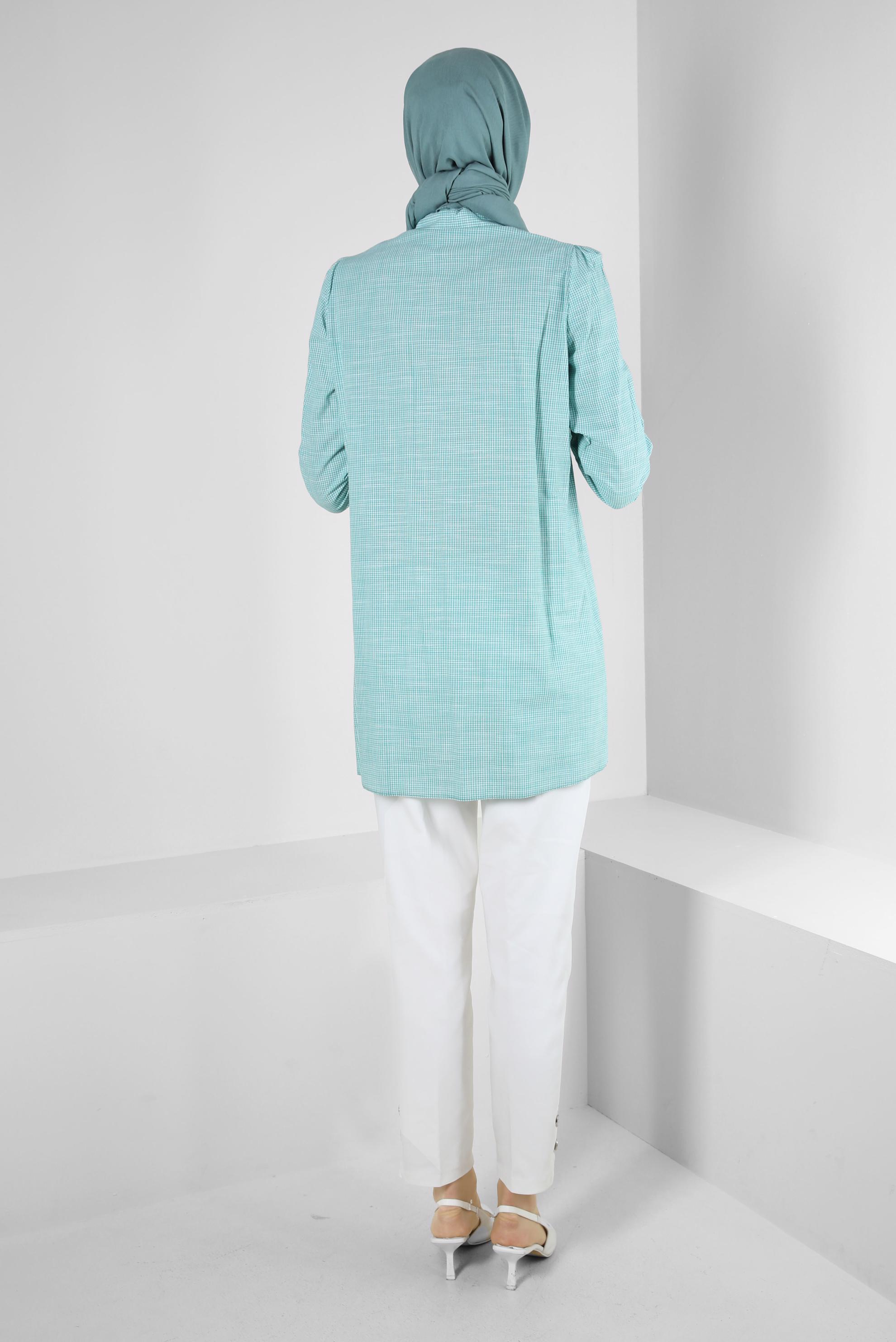 Tesettür giyim BEYAZ DÜĞME DETAYLI KLASİK PANTOLON 70533