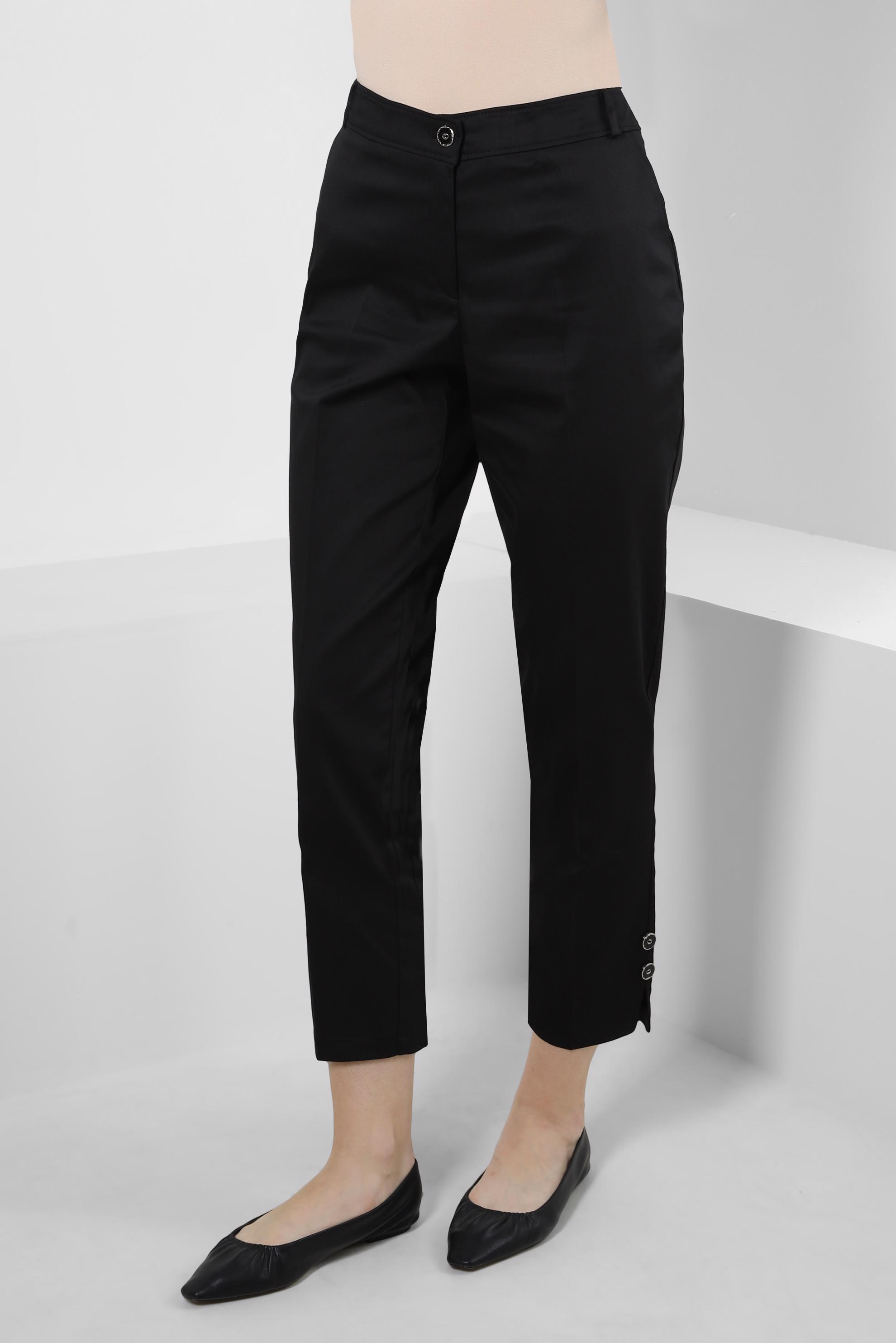 Tesettür giyim SİYAH DÜĞME DETAYLI YÜKSEK BEL PANTOLON 70533-1