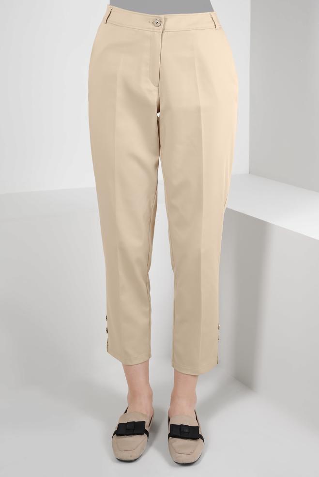 Tesettür giyim  DÜĞME DETAYLI YÜKSEK BEL PANTOLON 70533-1 - ALVİNA