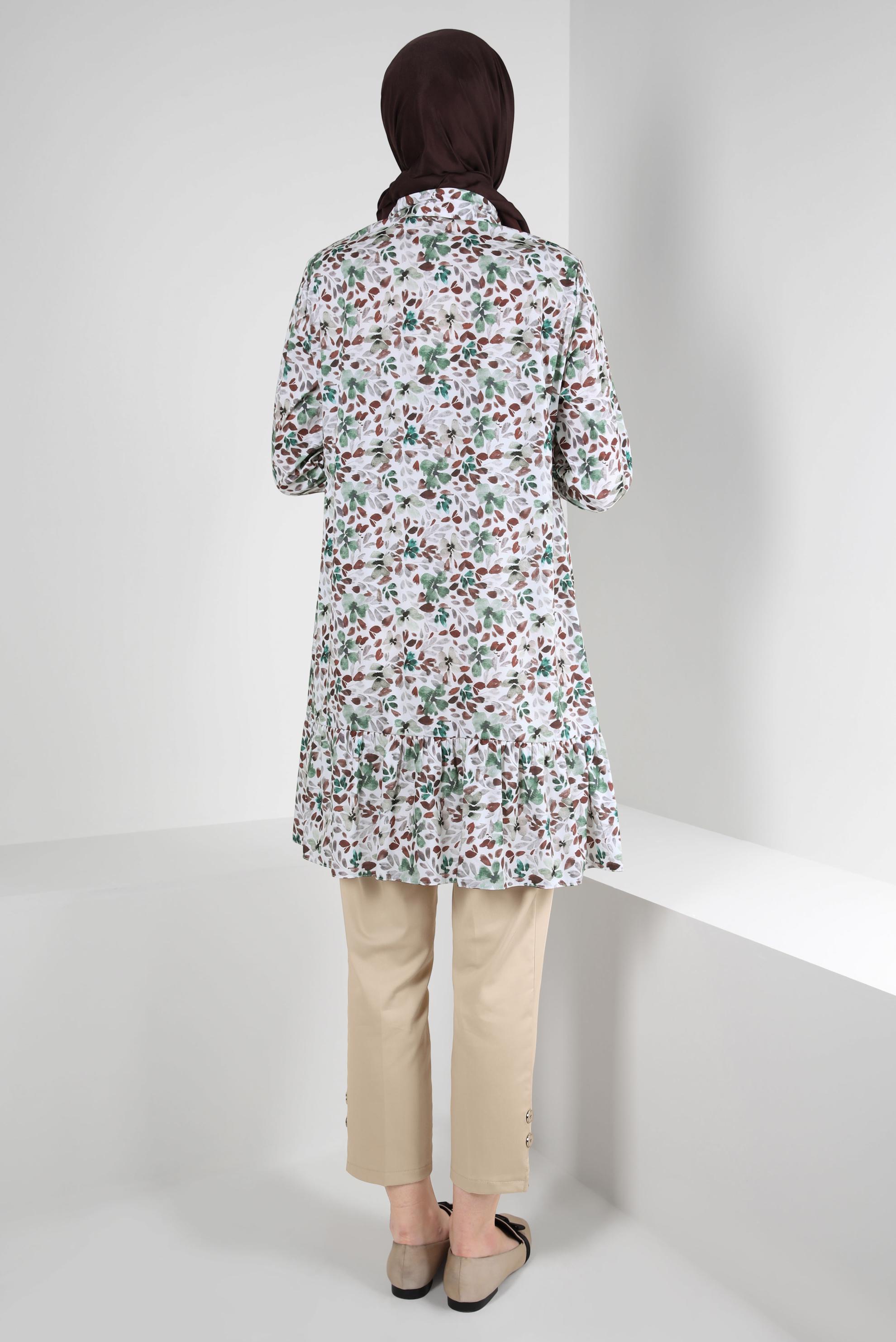 Tesettür giyim BEJ DÜĞME DETAYLI YÜKSEK BEL PANTOLON 70533-1