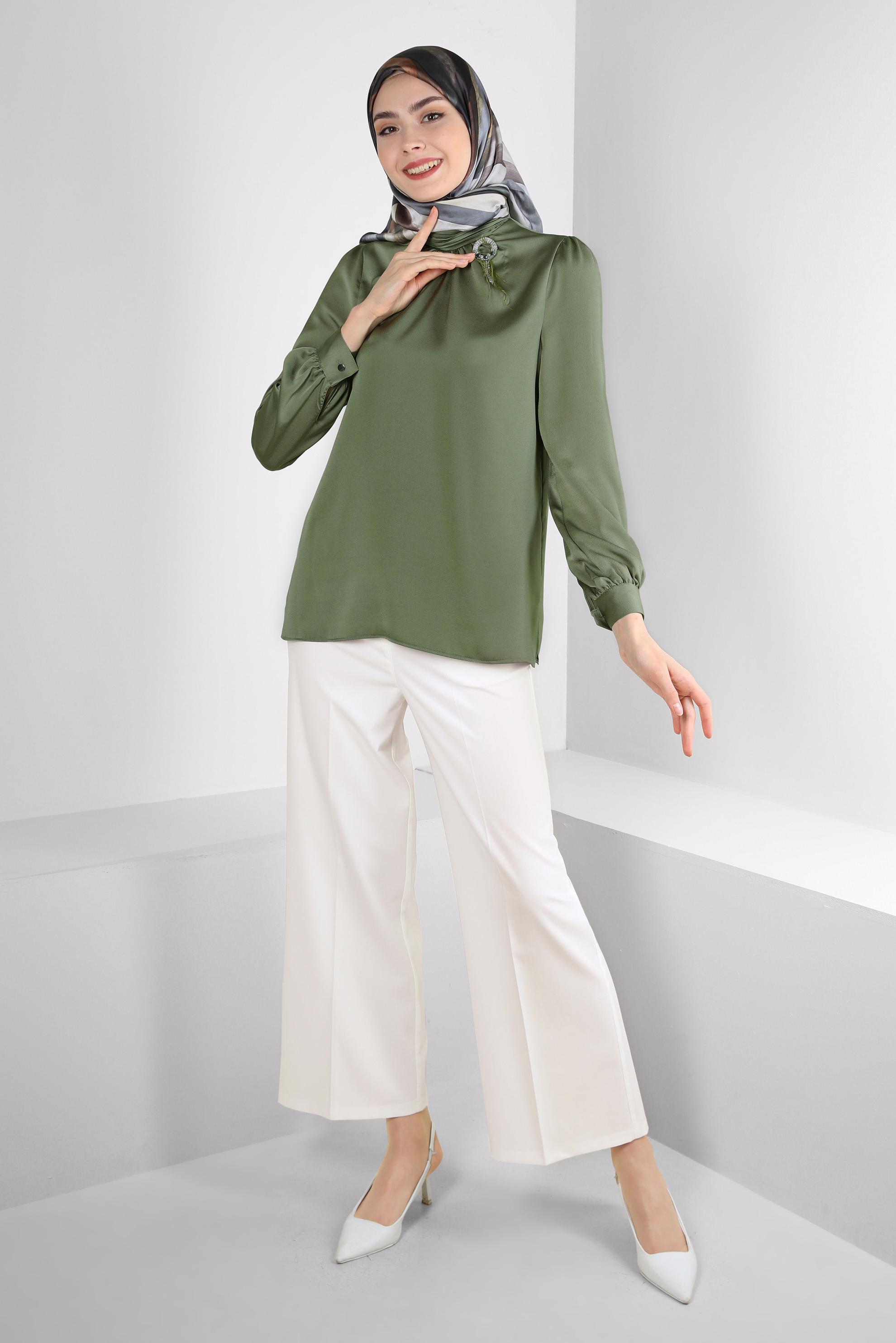 Tesettür giyim BEYAZ GENİŞ PAÇA KLASİK PANTOLON 70535